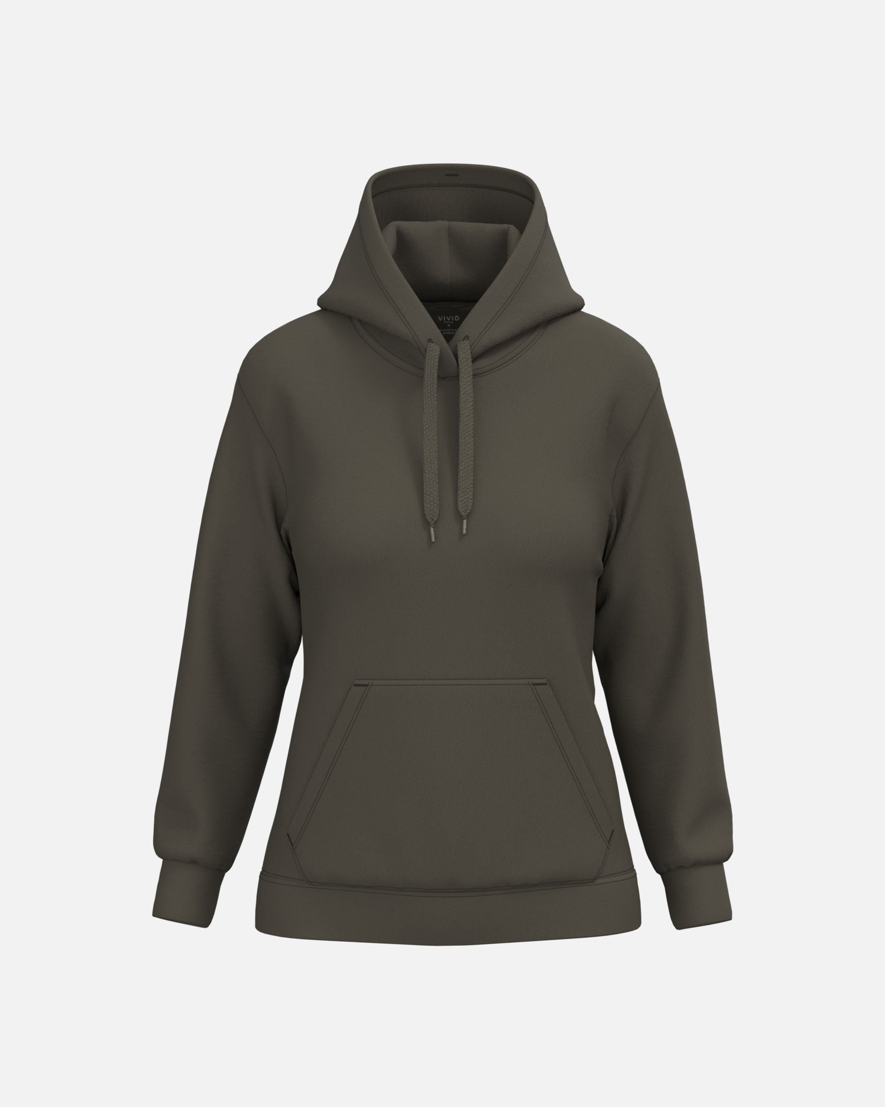 Damen Basic Kapuzensweatshirt Khaki von VIVID