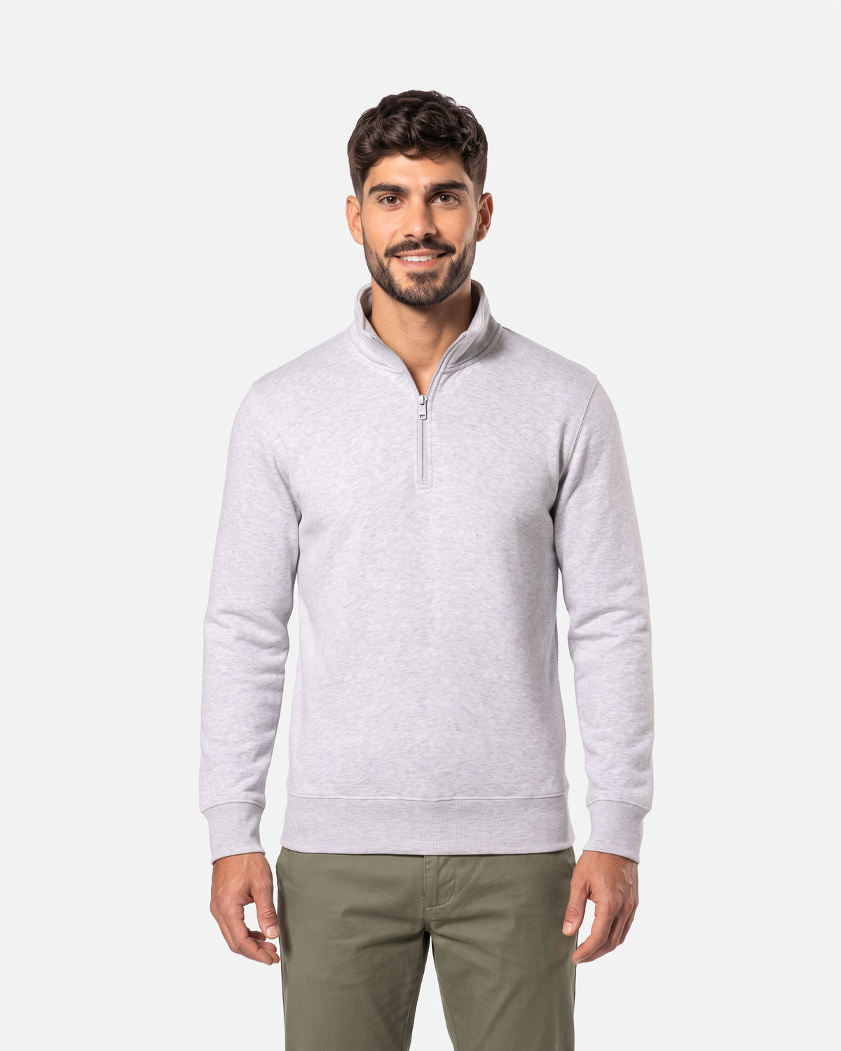 Klassisches Herren 1/4 Zip Sweatshirt Ash Heather von VIVID