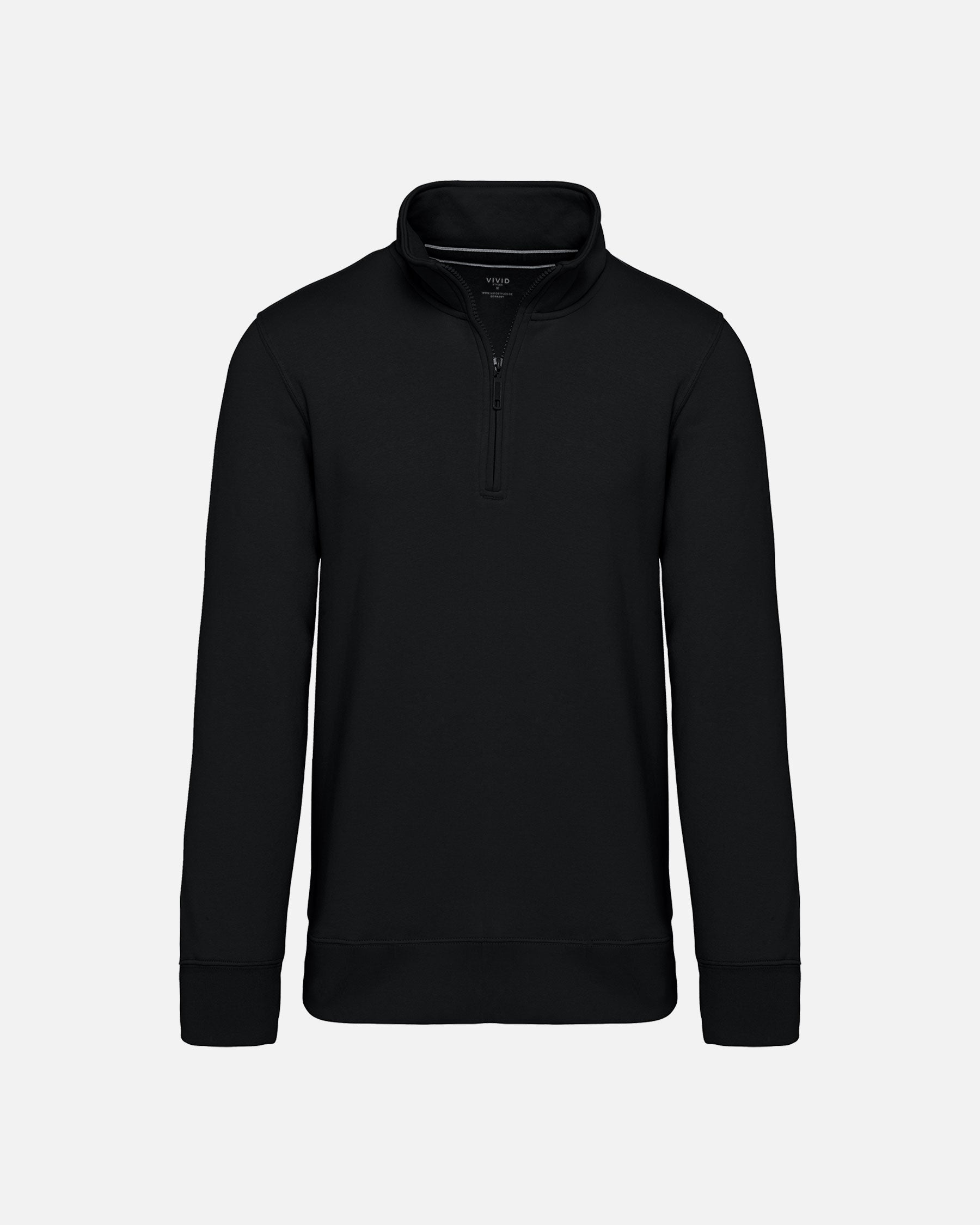 Klassisches Herren 1/4 Zip Sweatshirt Black von VIVID
