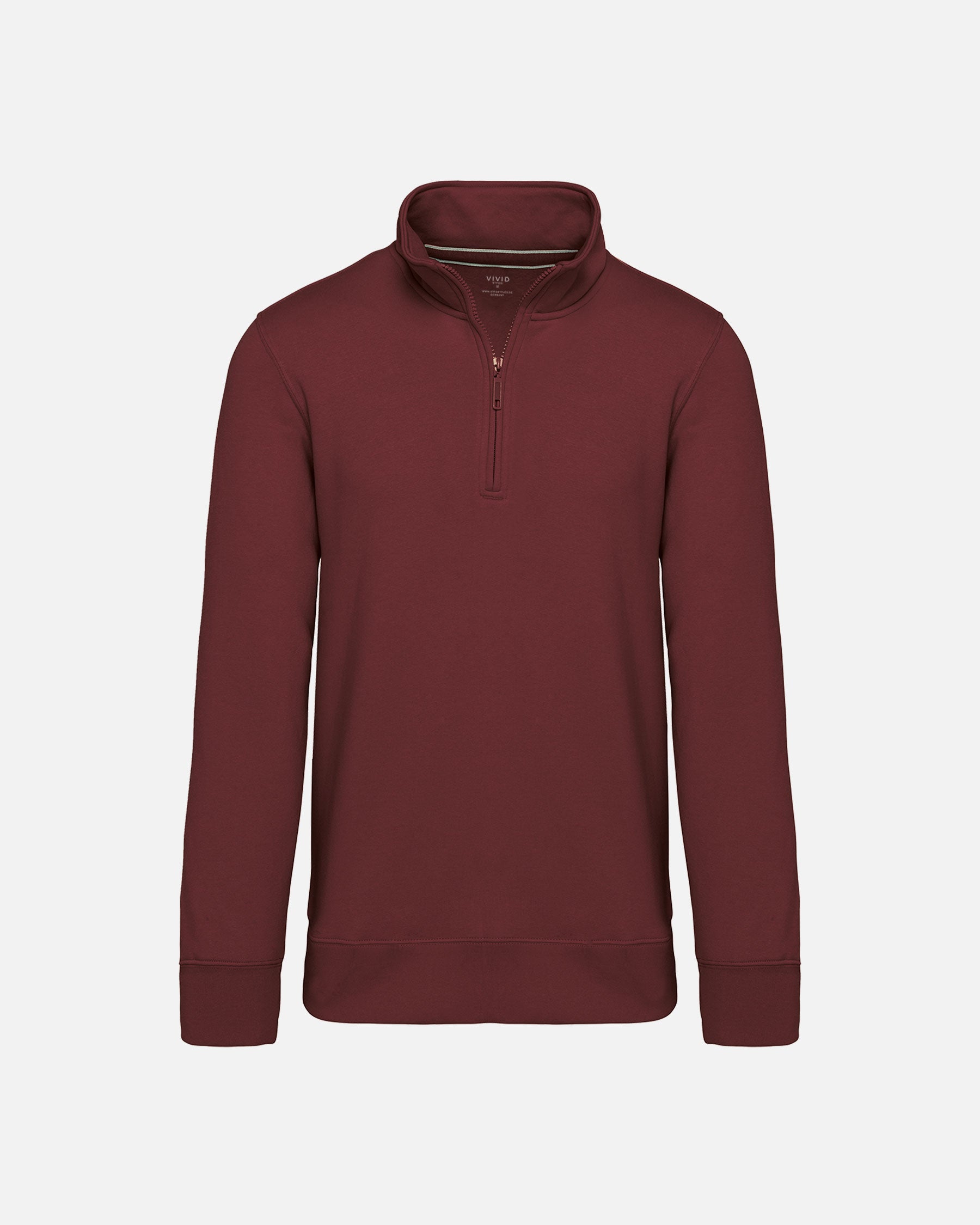 Klassisches Herren 1/4 Zip Sweatshirt Burgundy von VIVID