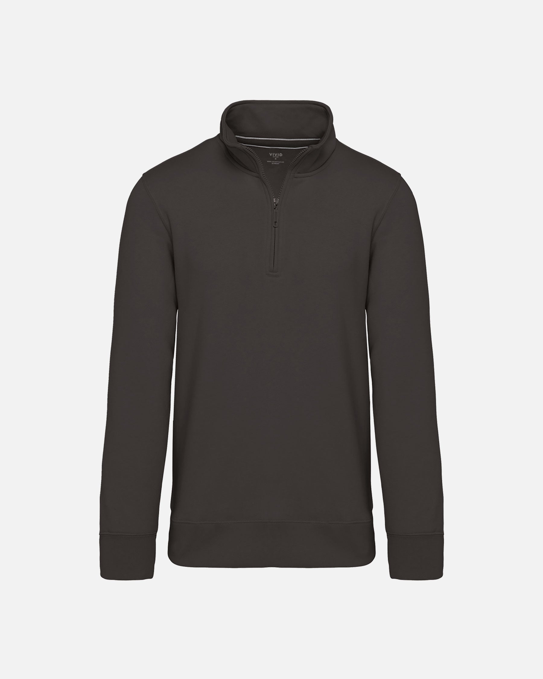 Klassisches Herren 1/4 Zip Sweatshirt Charcoal von VIVID