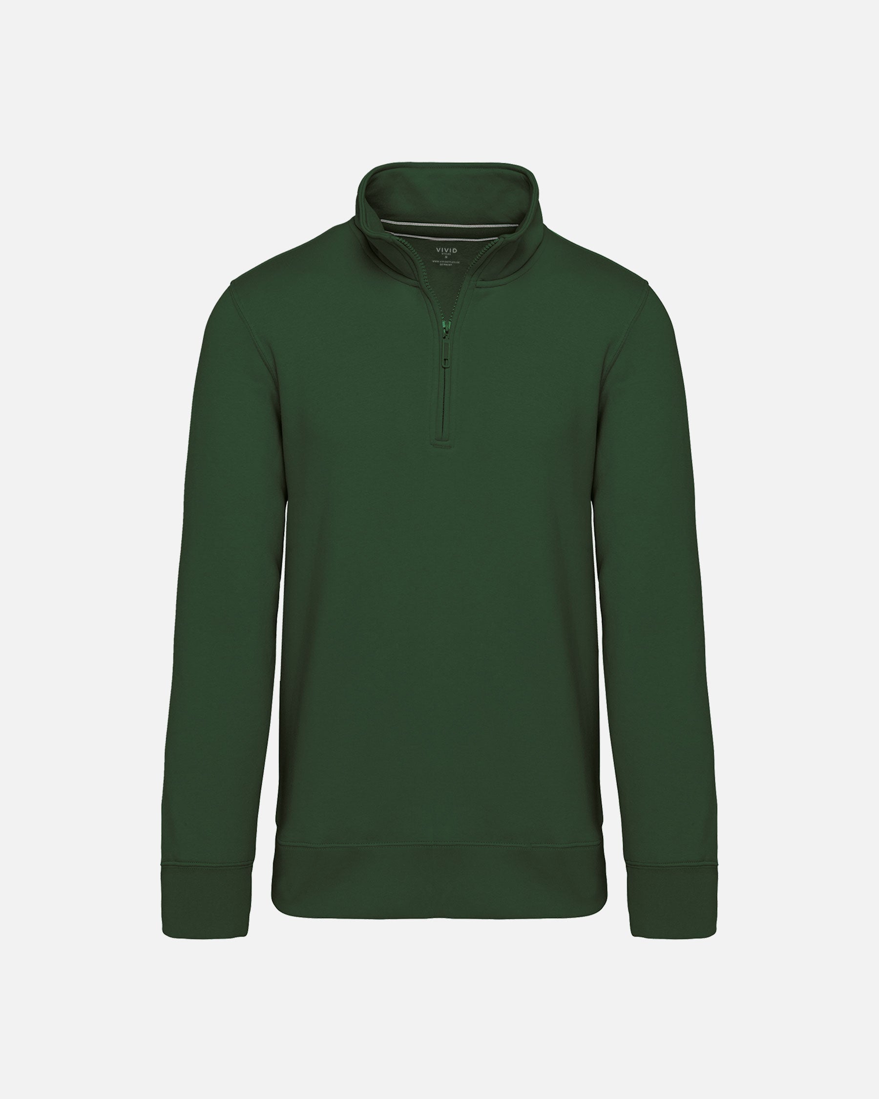 Klassisches Herren 1/4 Zip Sweatshirt Forest Green von VIVID