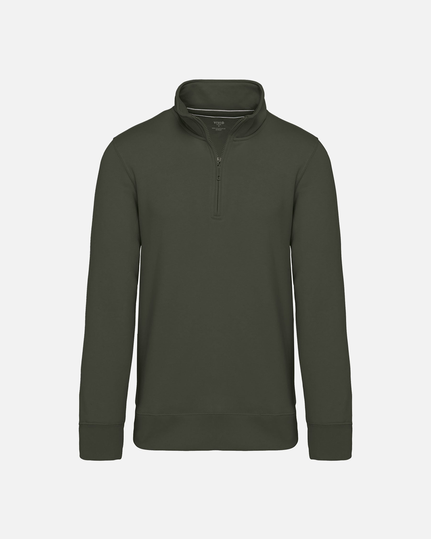 Klassisches Herren 1/4 Zip Sweatshirt Khaki von VIVID