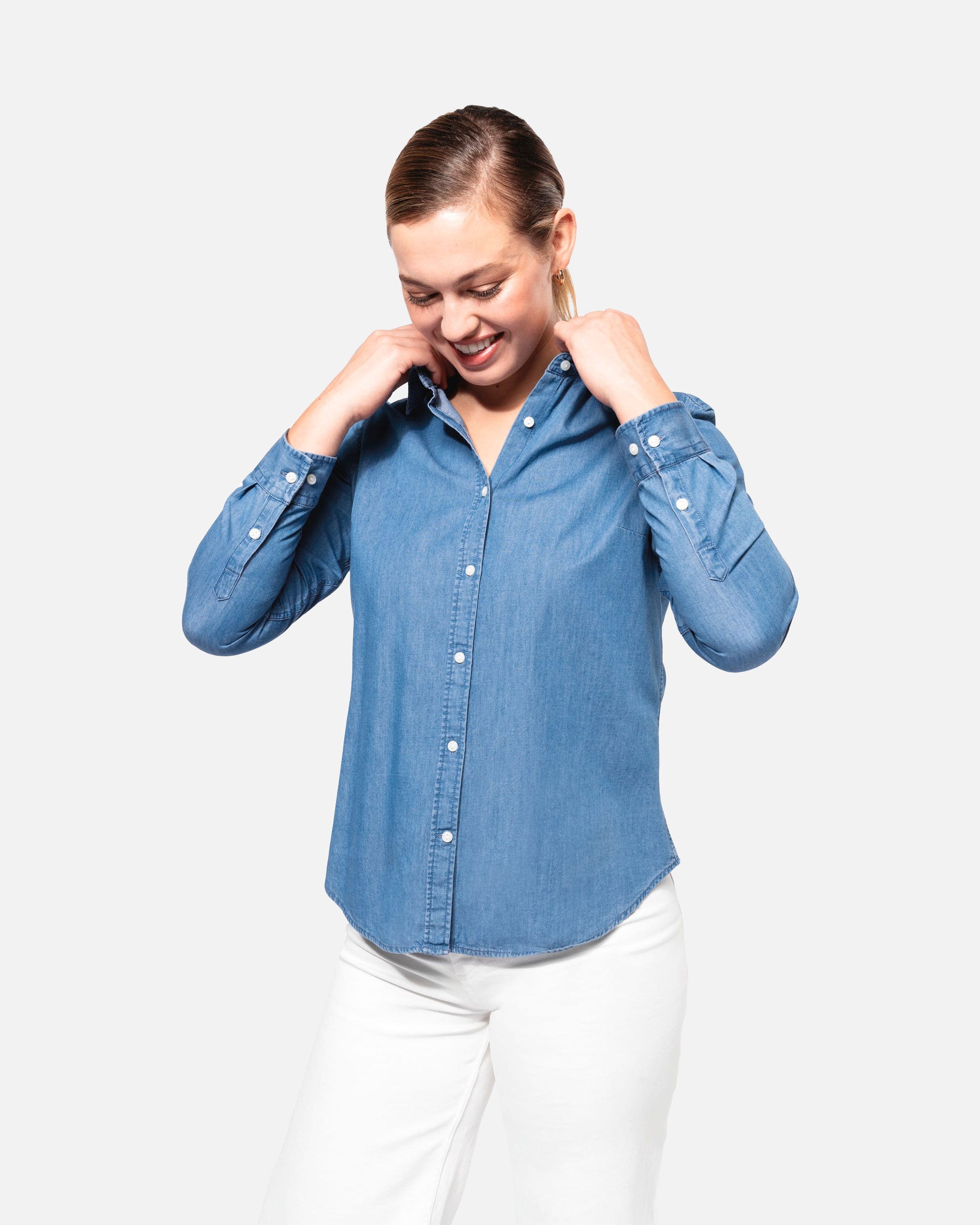 Damen Langarmhemd im Denim-Look 2.0