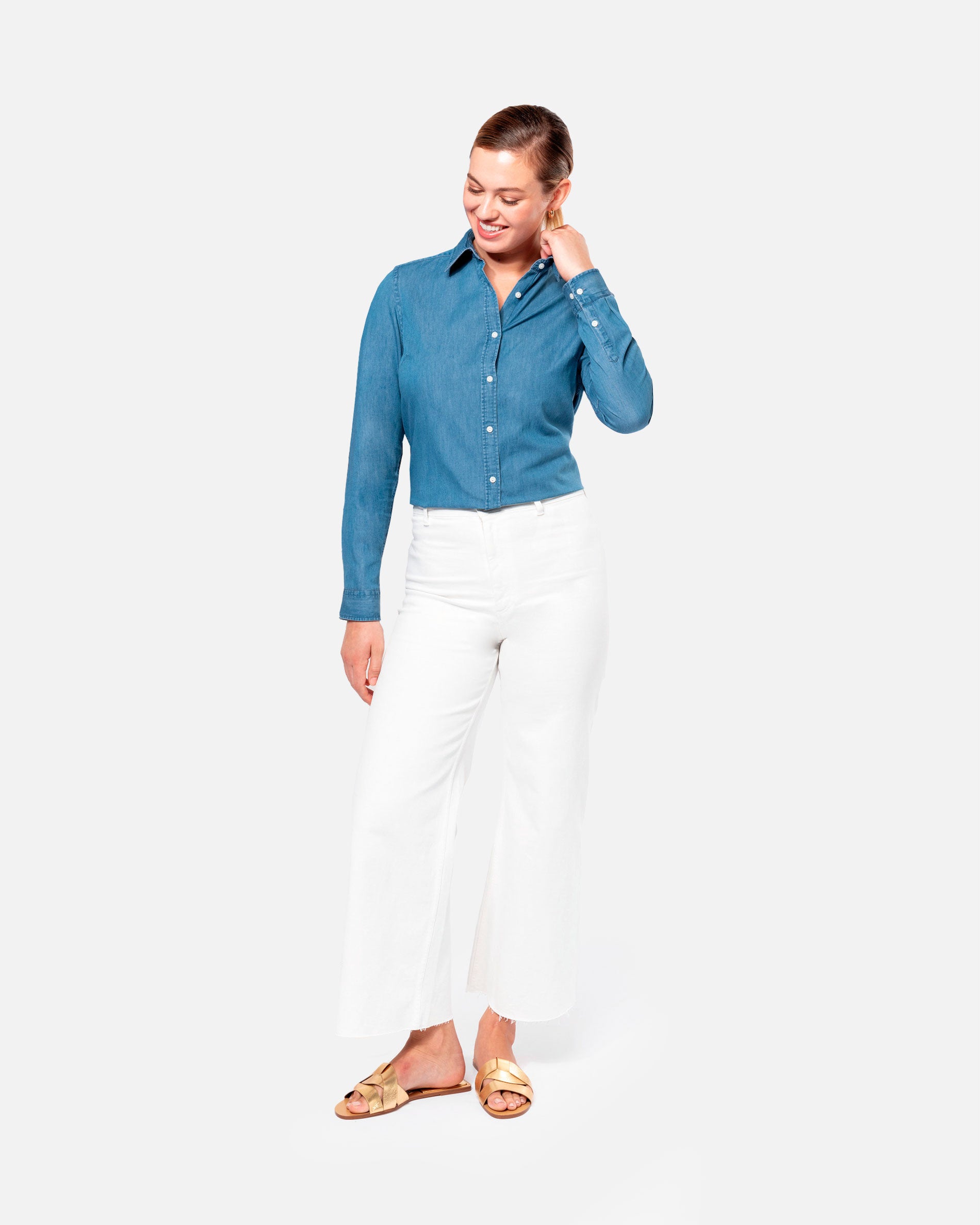 Damen Langarmhemd im Denim-Look 2.0