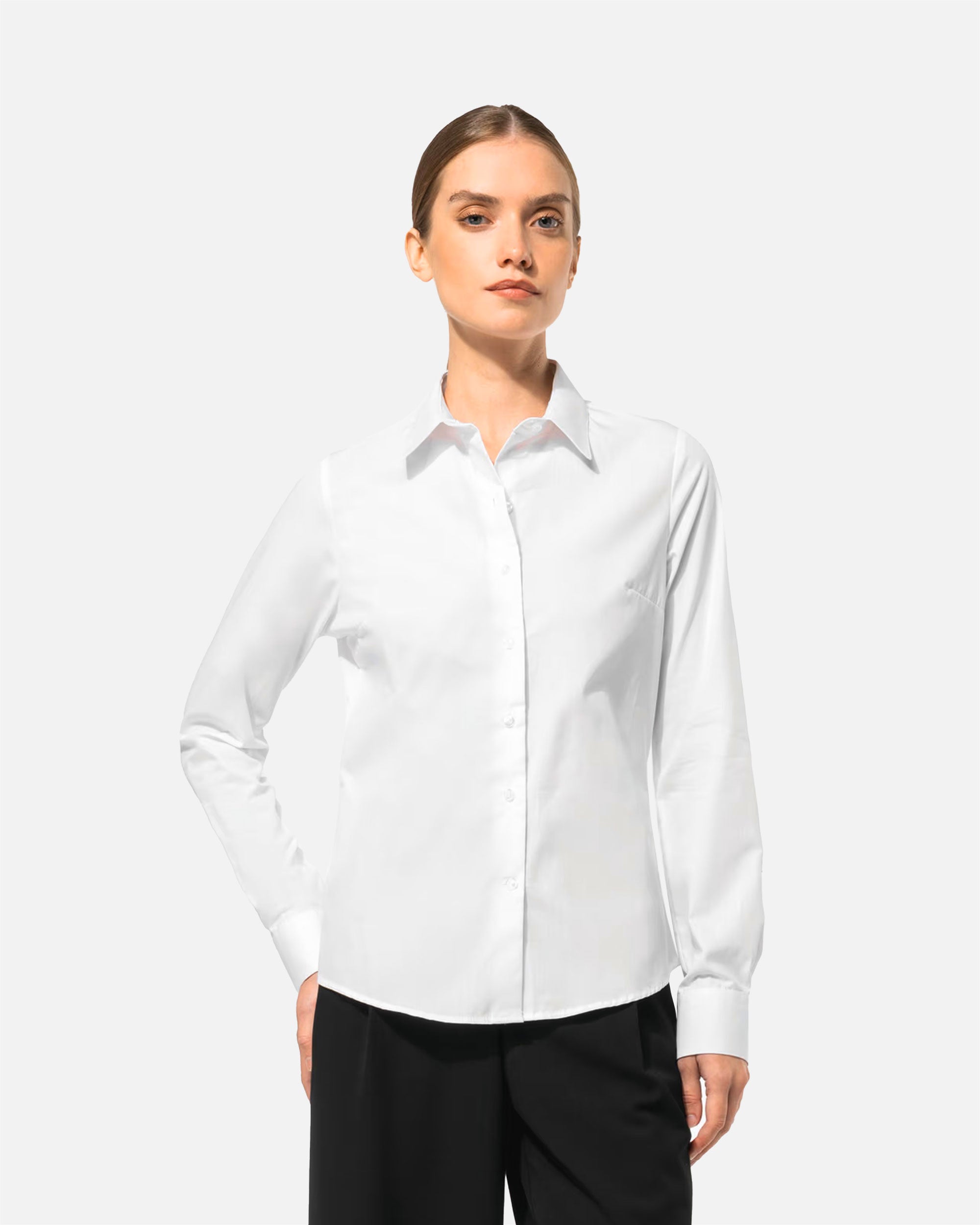 Damen Popeline Langarmbluse White von VIVID