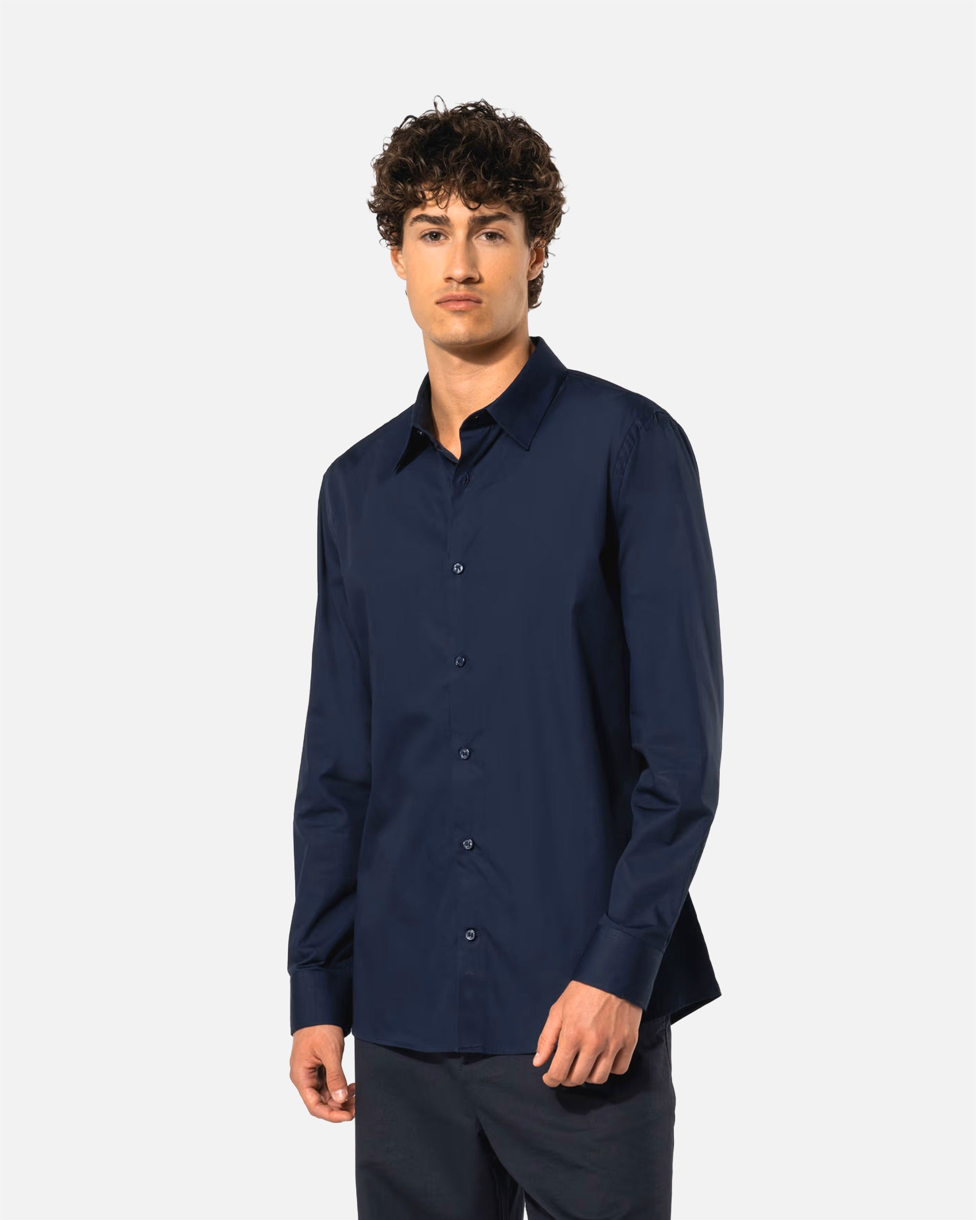 Klassisches Herren Popeline Langarmhemd 2.0 Navy Blue von VIVID