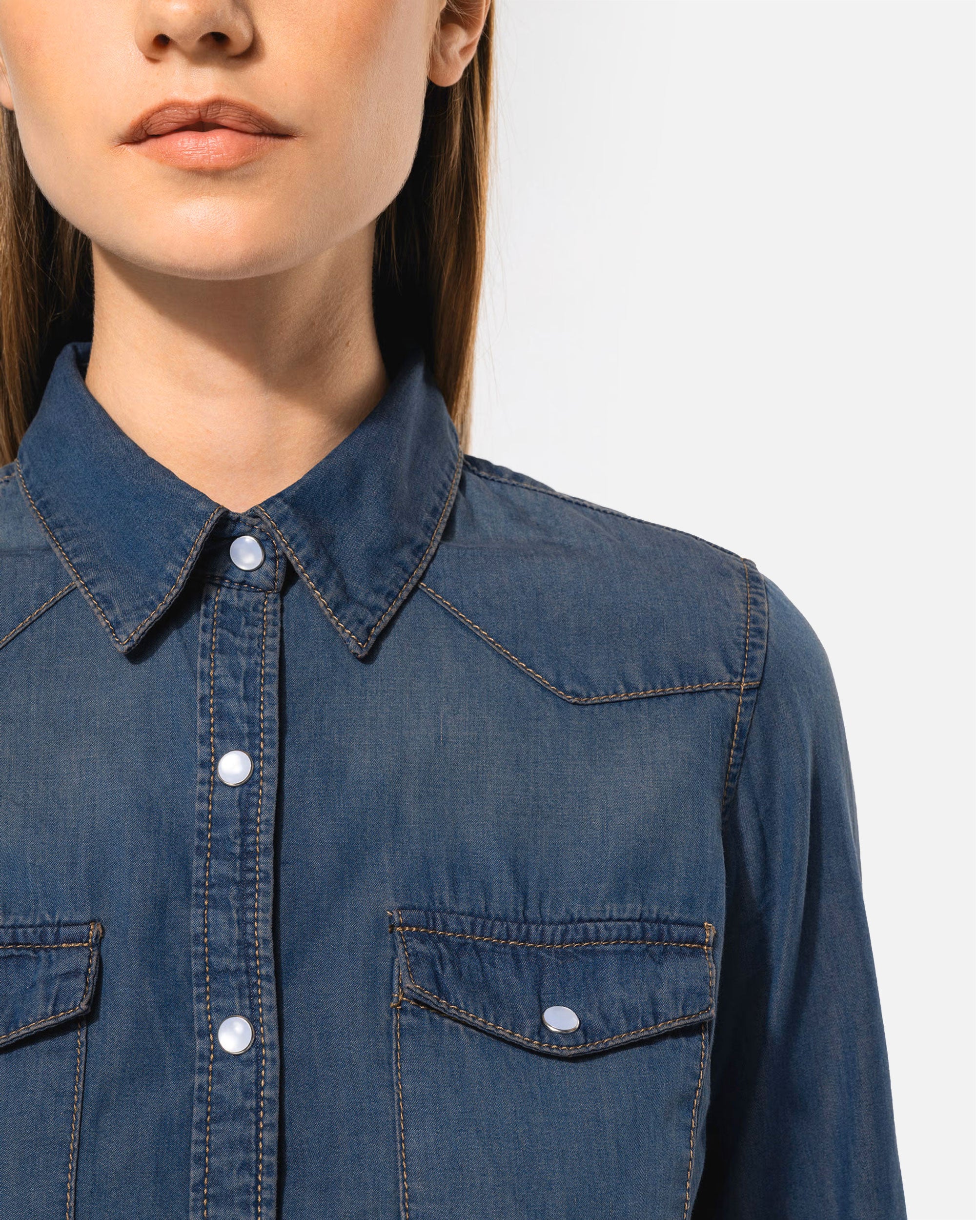 Damen Langarmhemd im Denim-Look von VIVID