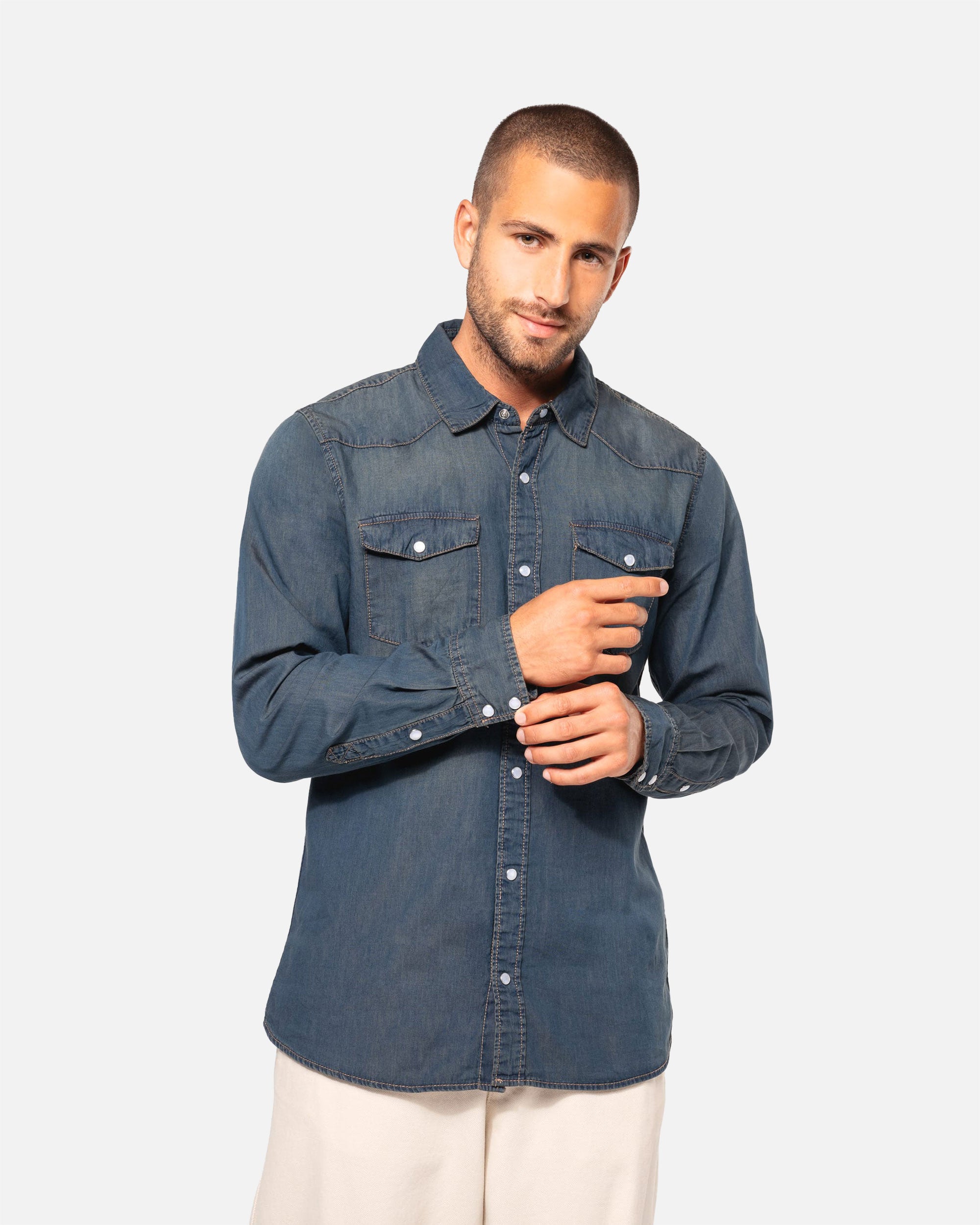 Herren Langarmhemd im Denim-Look 2.0