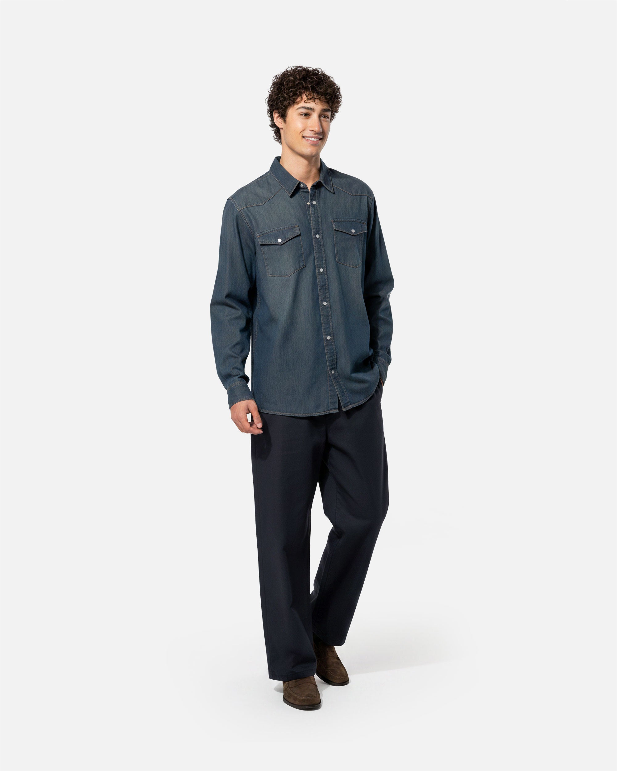 Herren Langarmhemd im Denim-Look 2.0 von VIVID