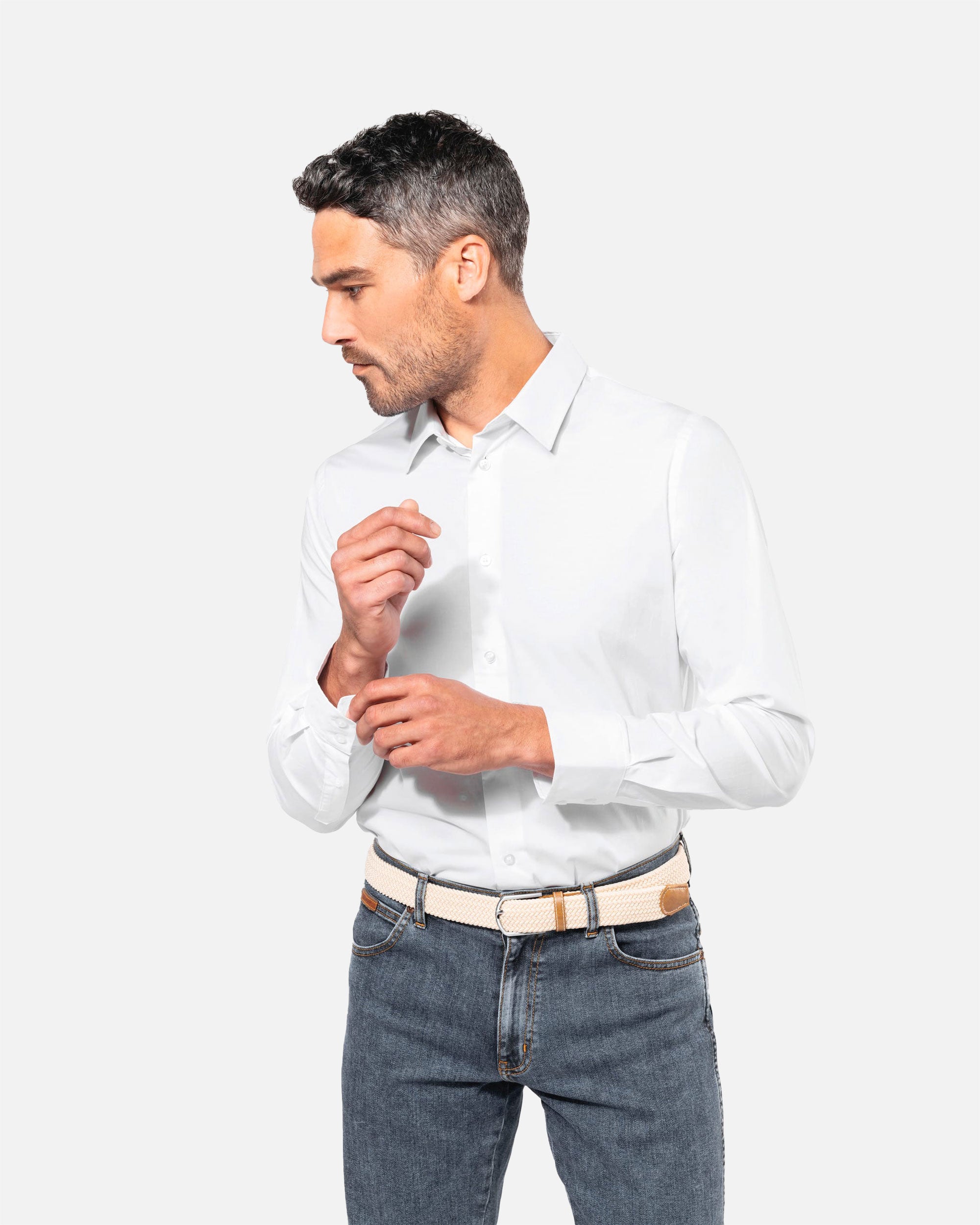 Herren Stretch Langarmhemd White von VIVID