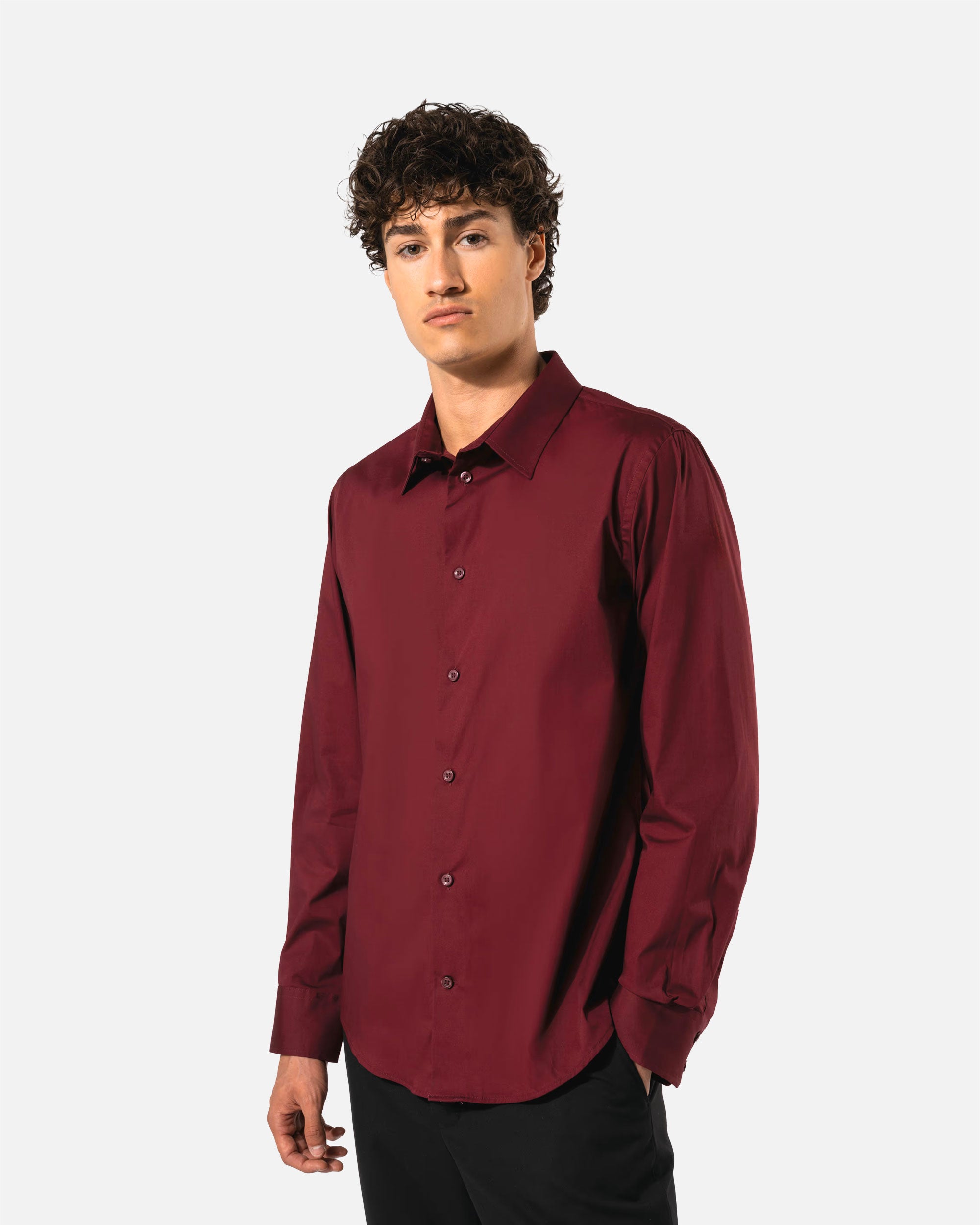 Herren Stretch Langarmhemd Burgundy von VIVID