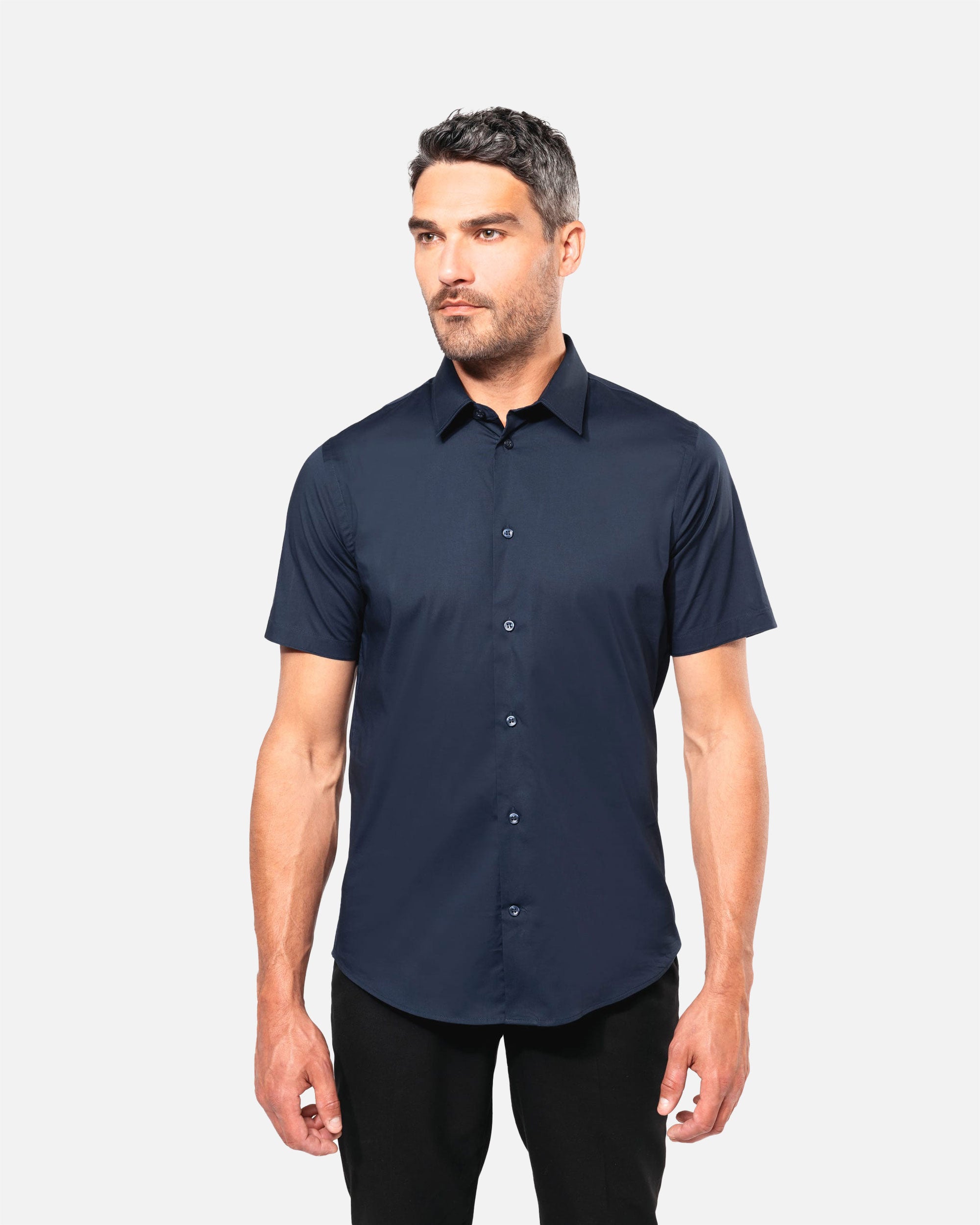 Herren Stretch Kurzarmhemd Navy Blue von VIVID