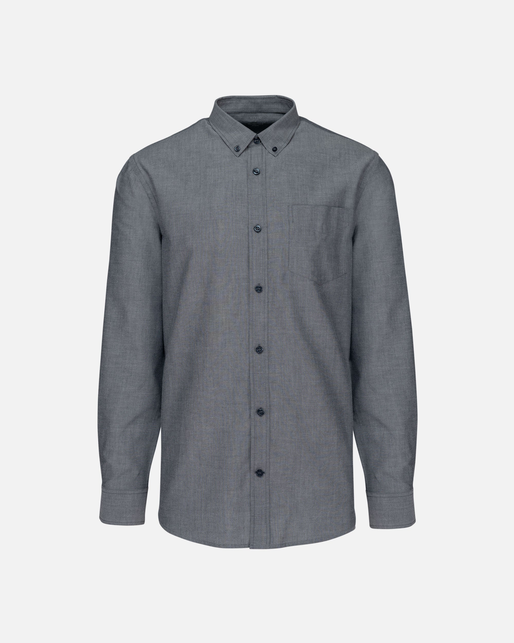 Herren Oxford Langarmhemd Oxford Shadow - Navy Blue von VIVID