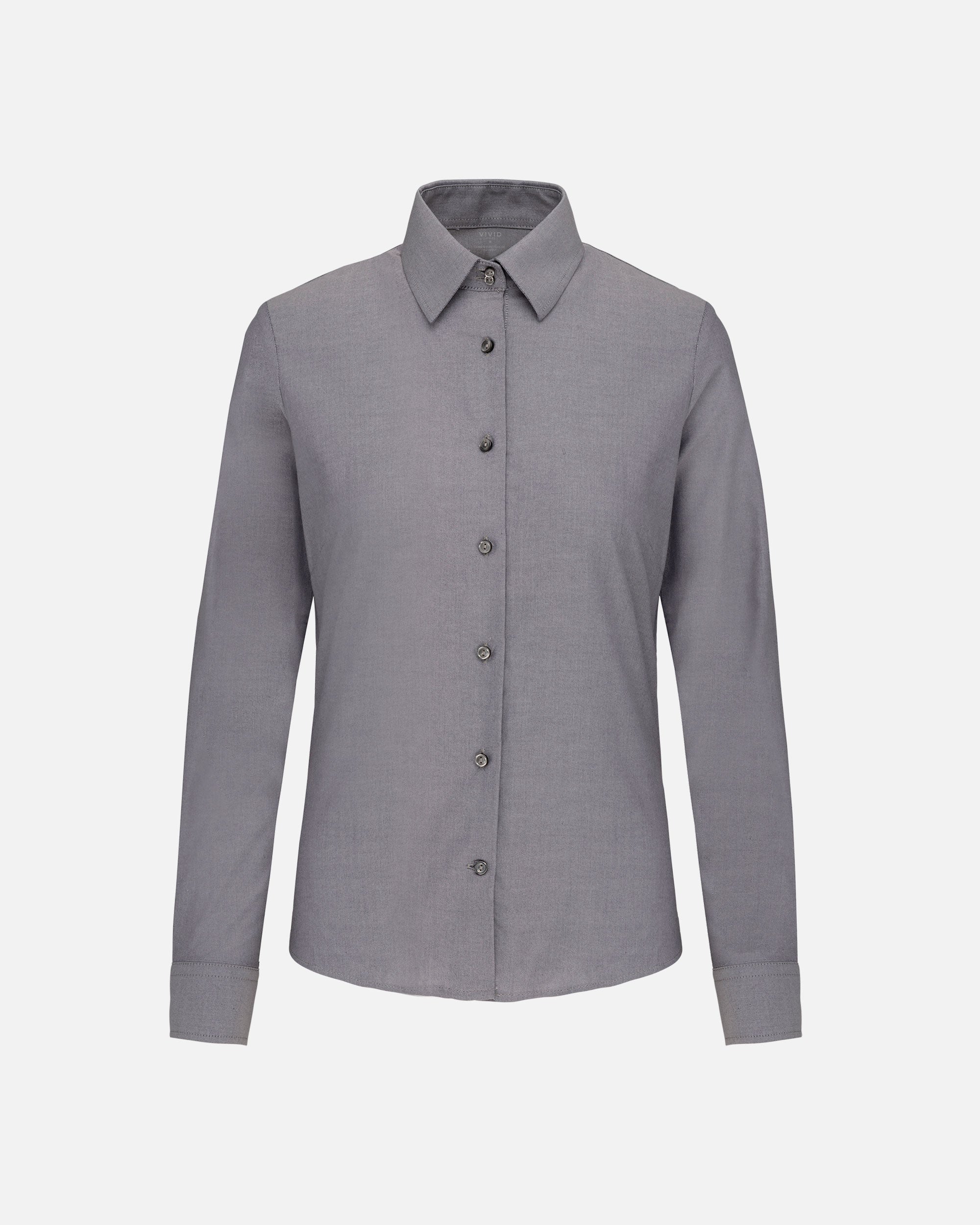 Damen Oxford Langarmbluse Oxford Silver von VIVID