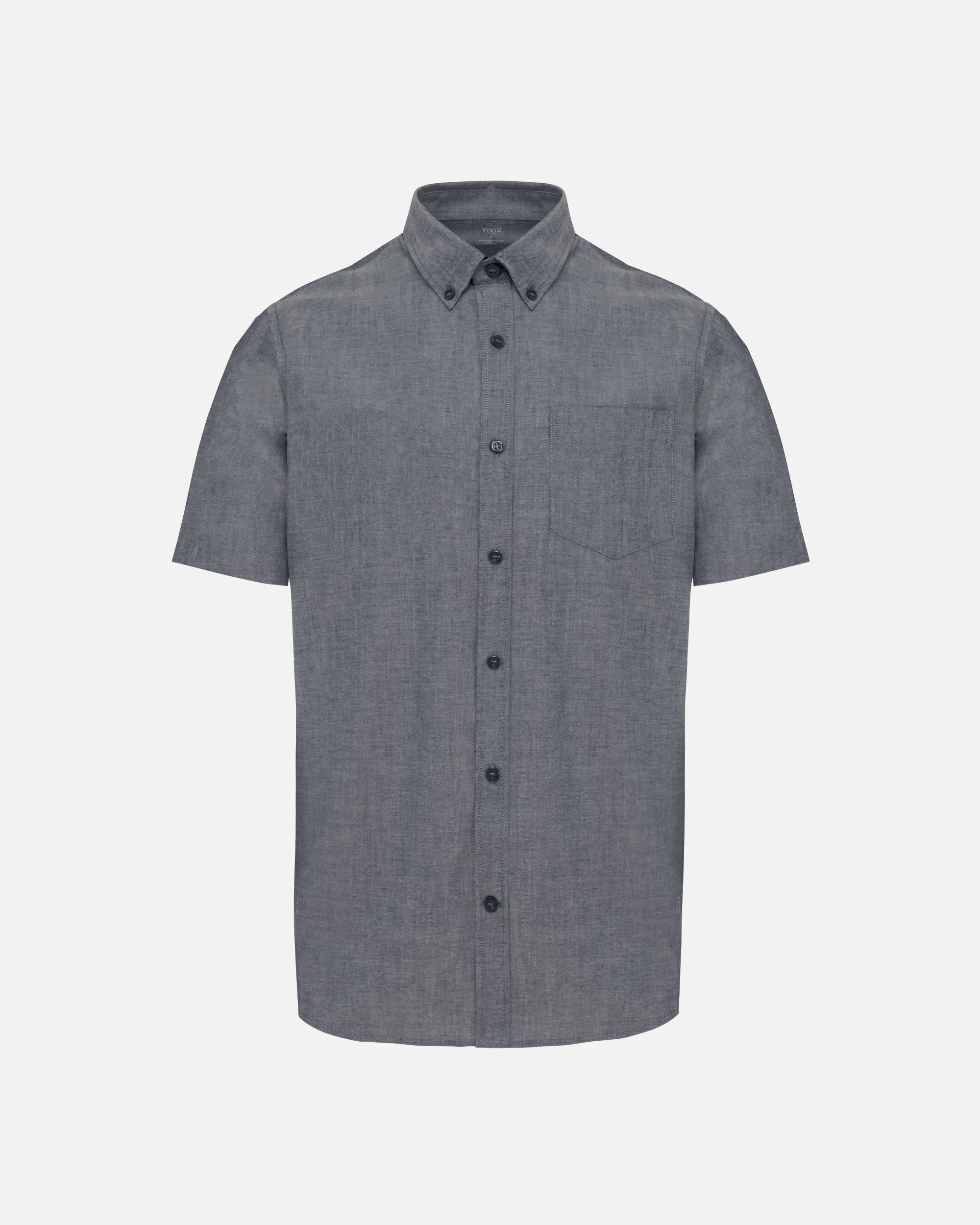 Herren Oxford Kurzarm Hemd Oxford Shadow - Navy Blue von VIVID
