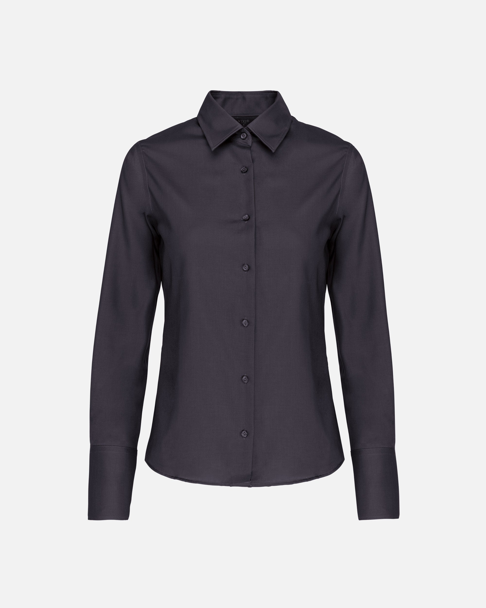 Bügelfreie Damen Langarmbluse Charcoal von VIVID