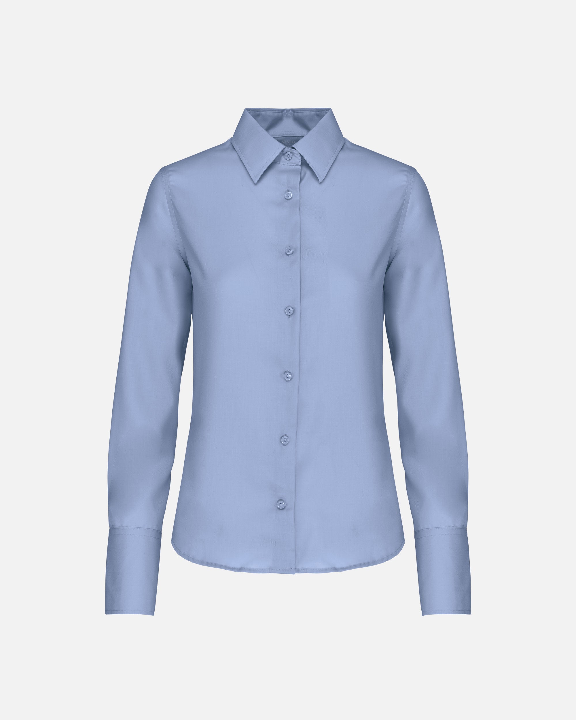 Bügelfreie Damen Langarmbluse Light Blue von VIVID