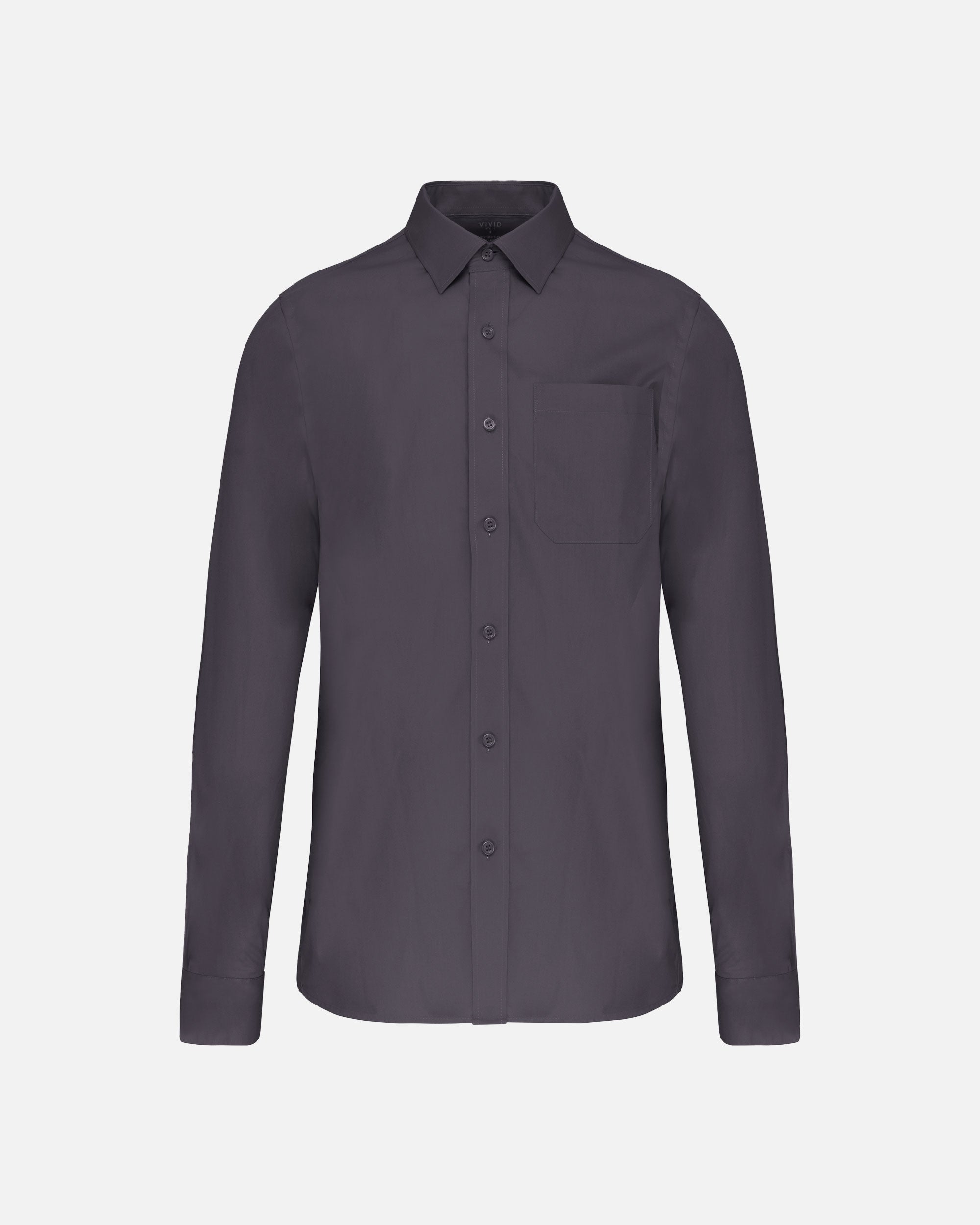 Klassisches Herren Popeline Langarmhemd Charcoal von VIVID