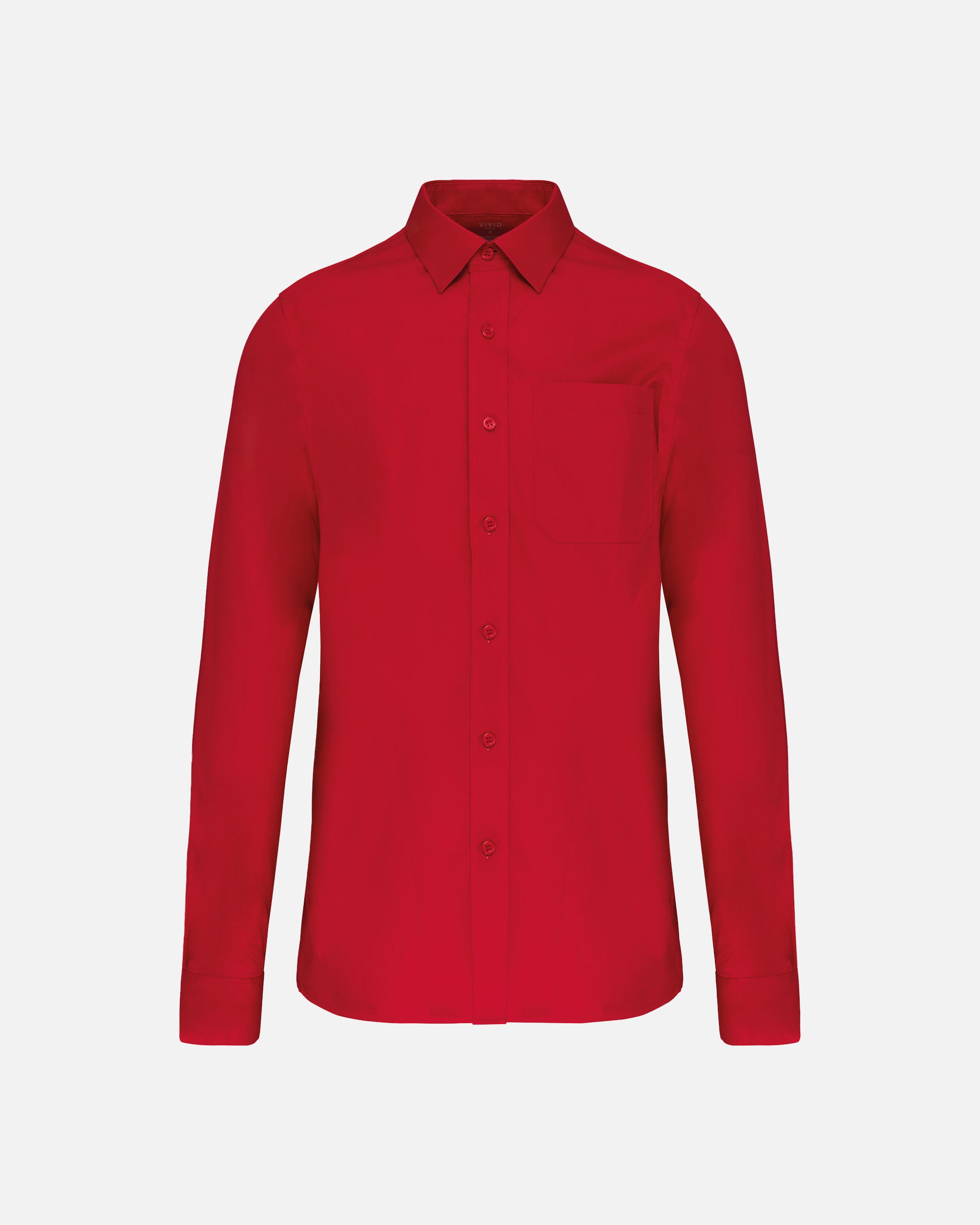 Klassisches Herren Popeline Langarmhemd Fire Red von VIVID