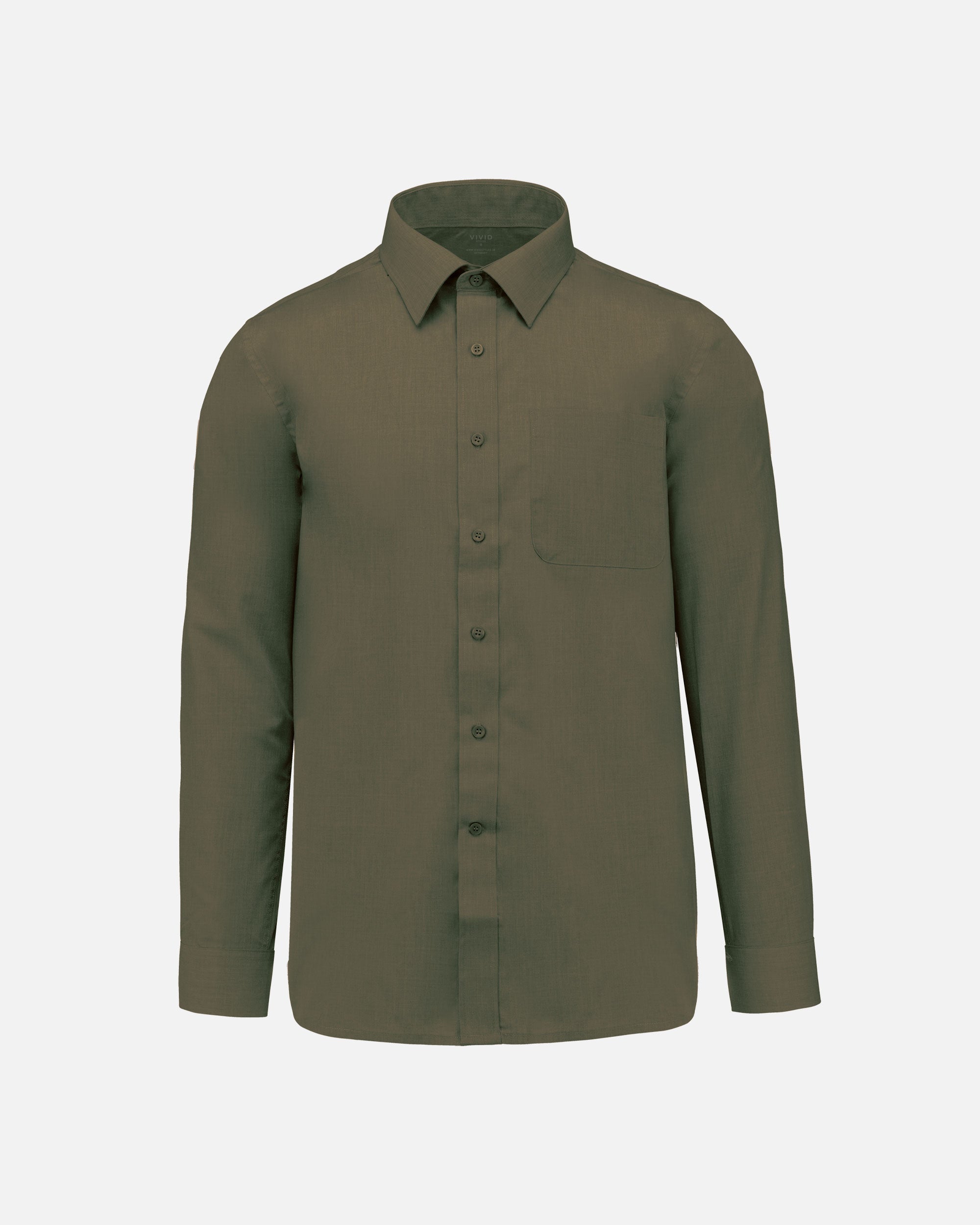 Herren Popeline Langarmhemd Khaki von VIVID