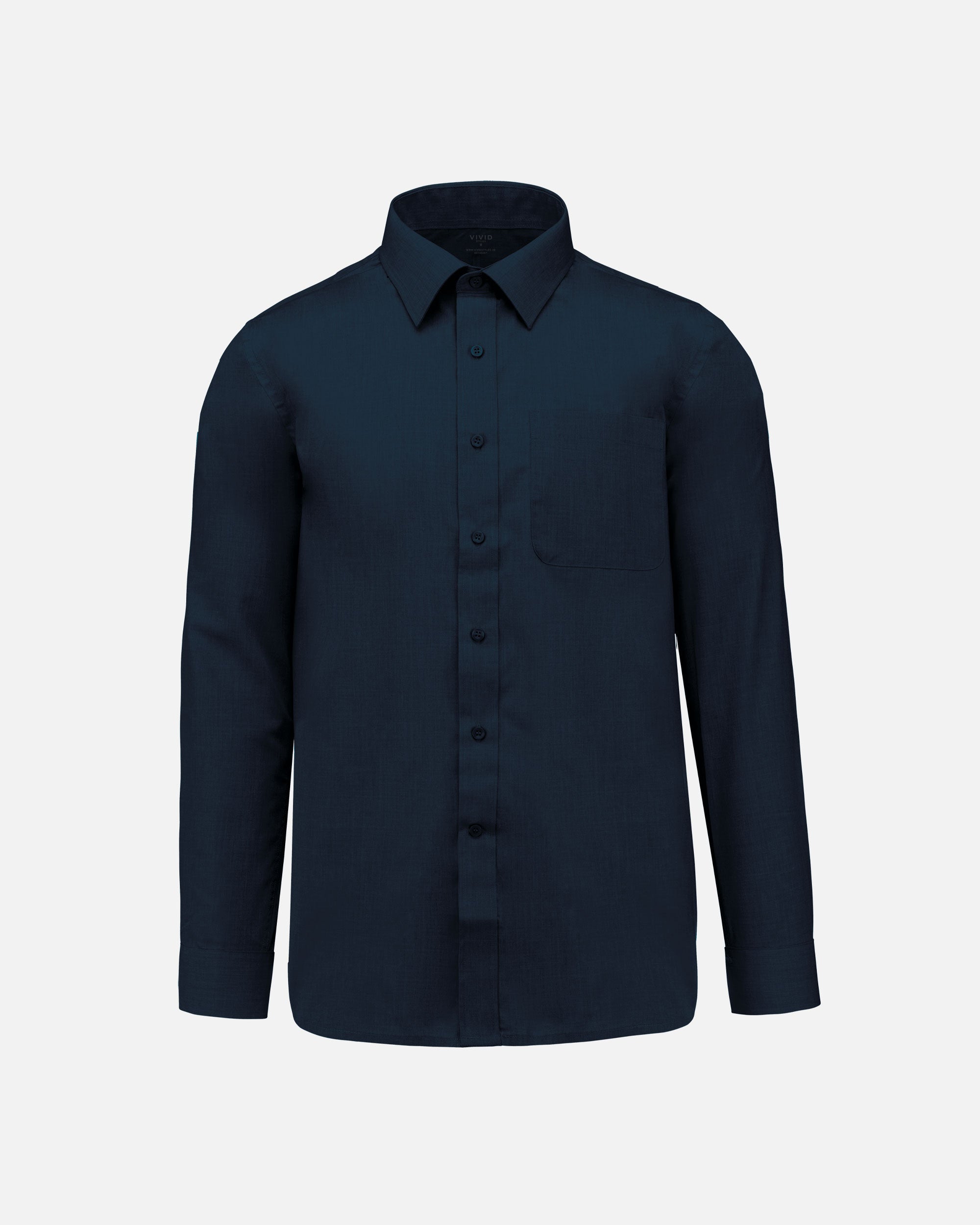 Herren Popeline Langarmhemd Navy Blue von VIVID