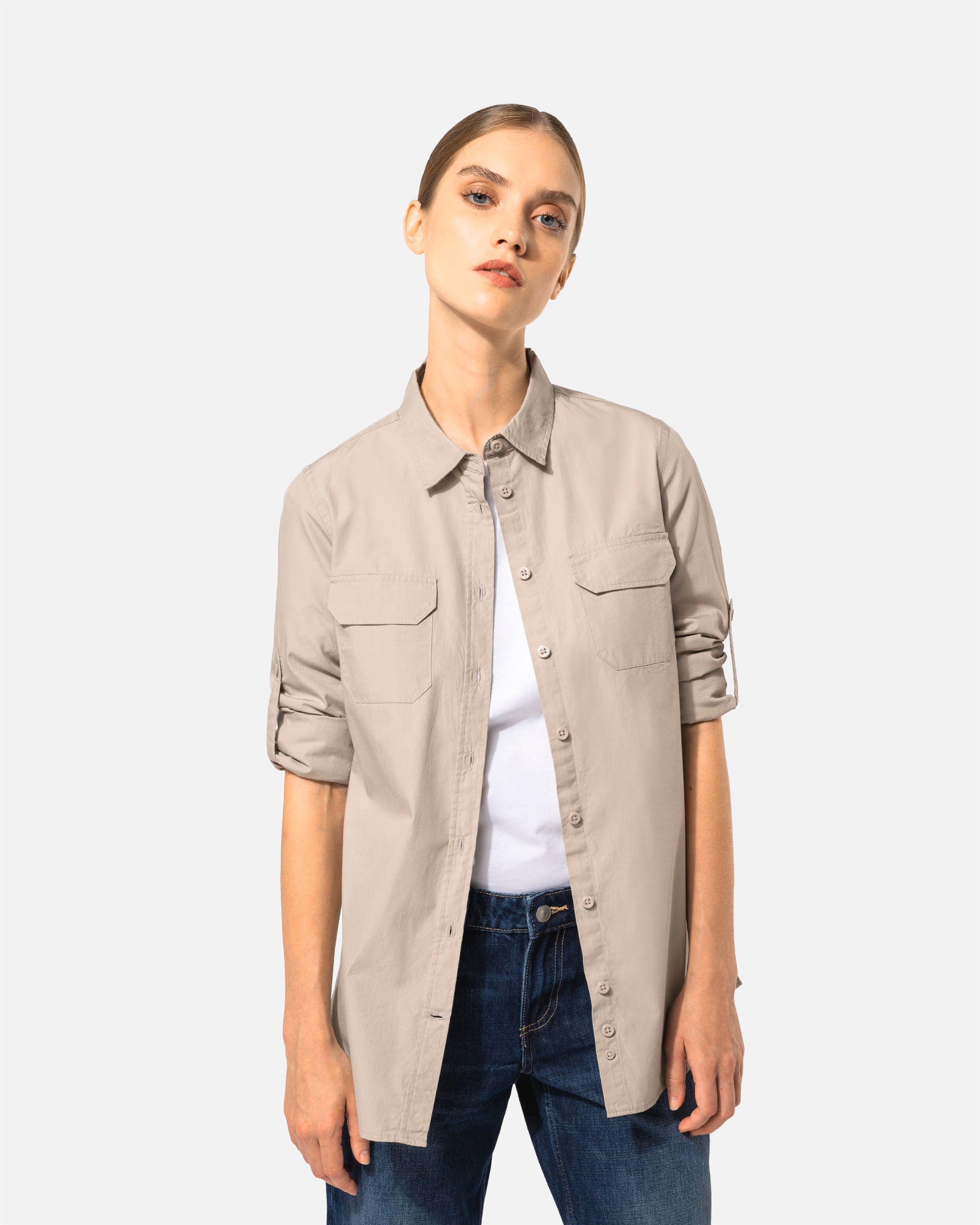 Damen Safari Langarmhemd