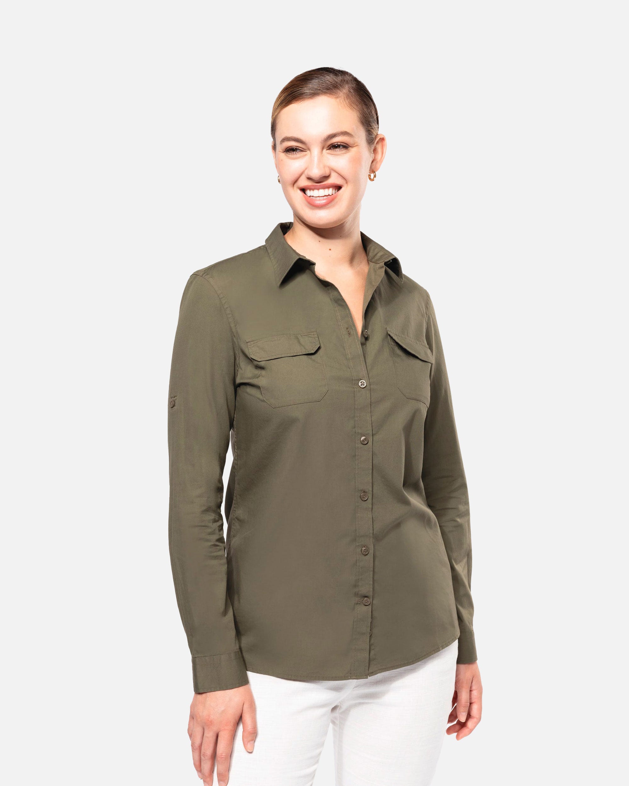 Damen Safari Langarmhemd