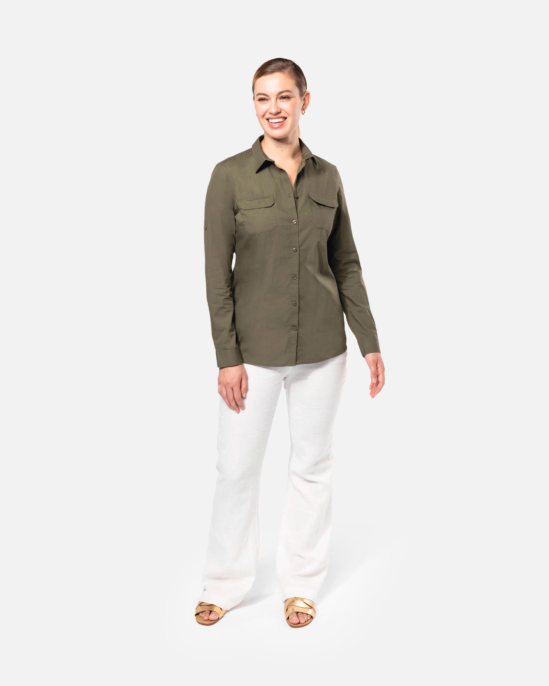 Damen Safari Langarmhemd