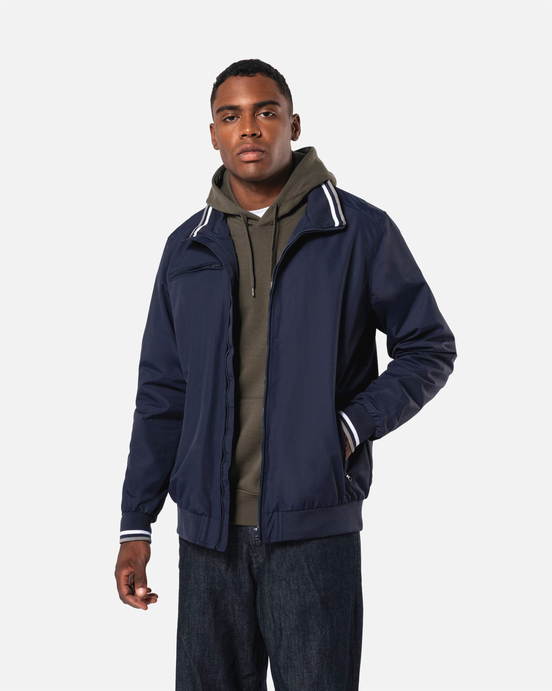 Herren Alltags Jacke Navy Blue-White-Grey von VIVID