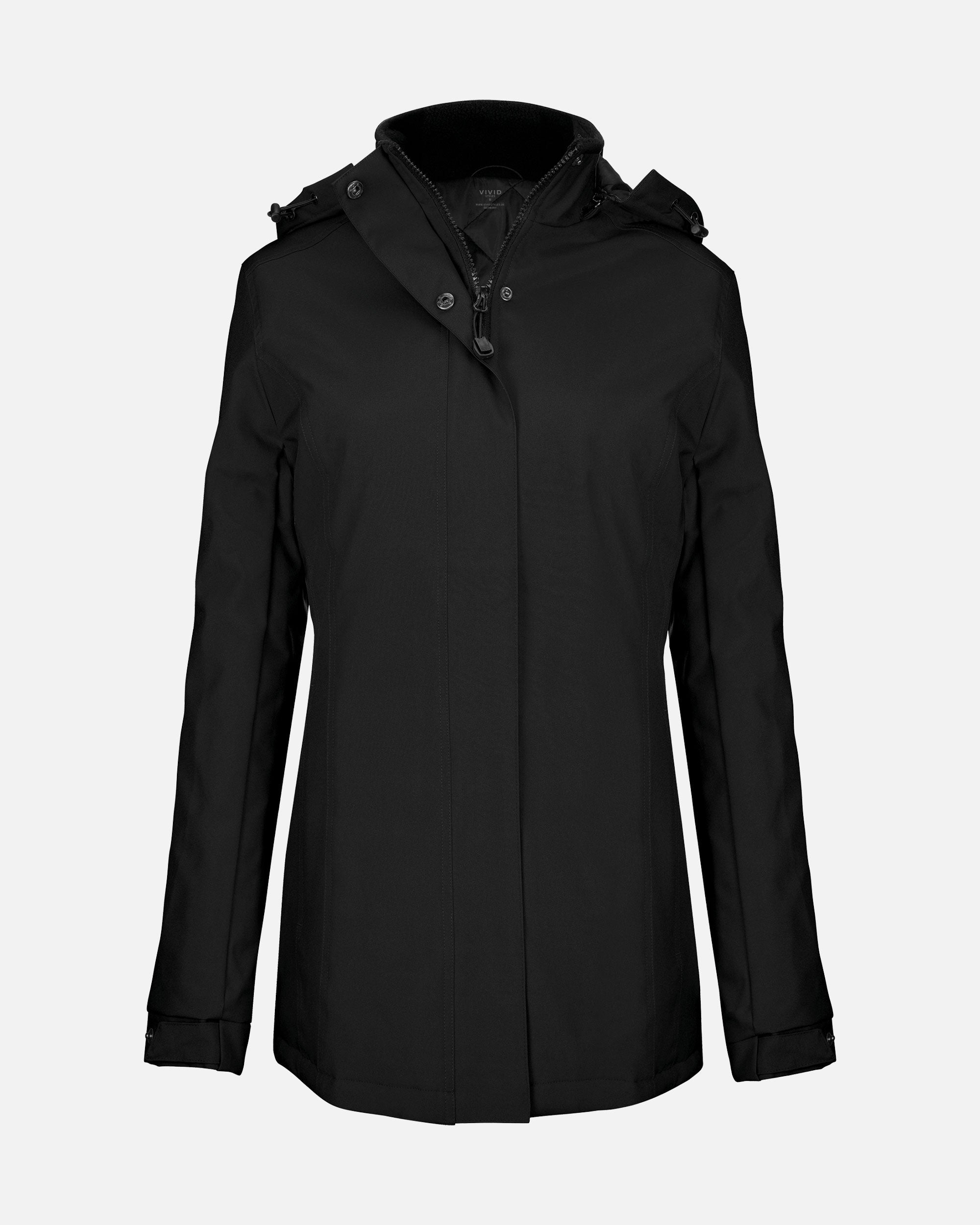 Damen Parka Jacke mit abnehmbarer Kapuze Black von VIVID