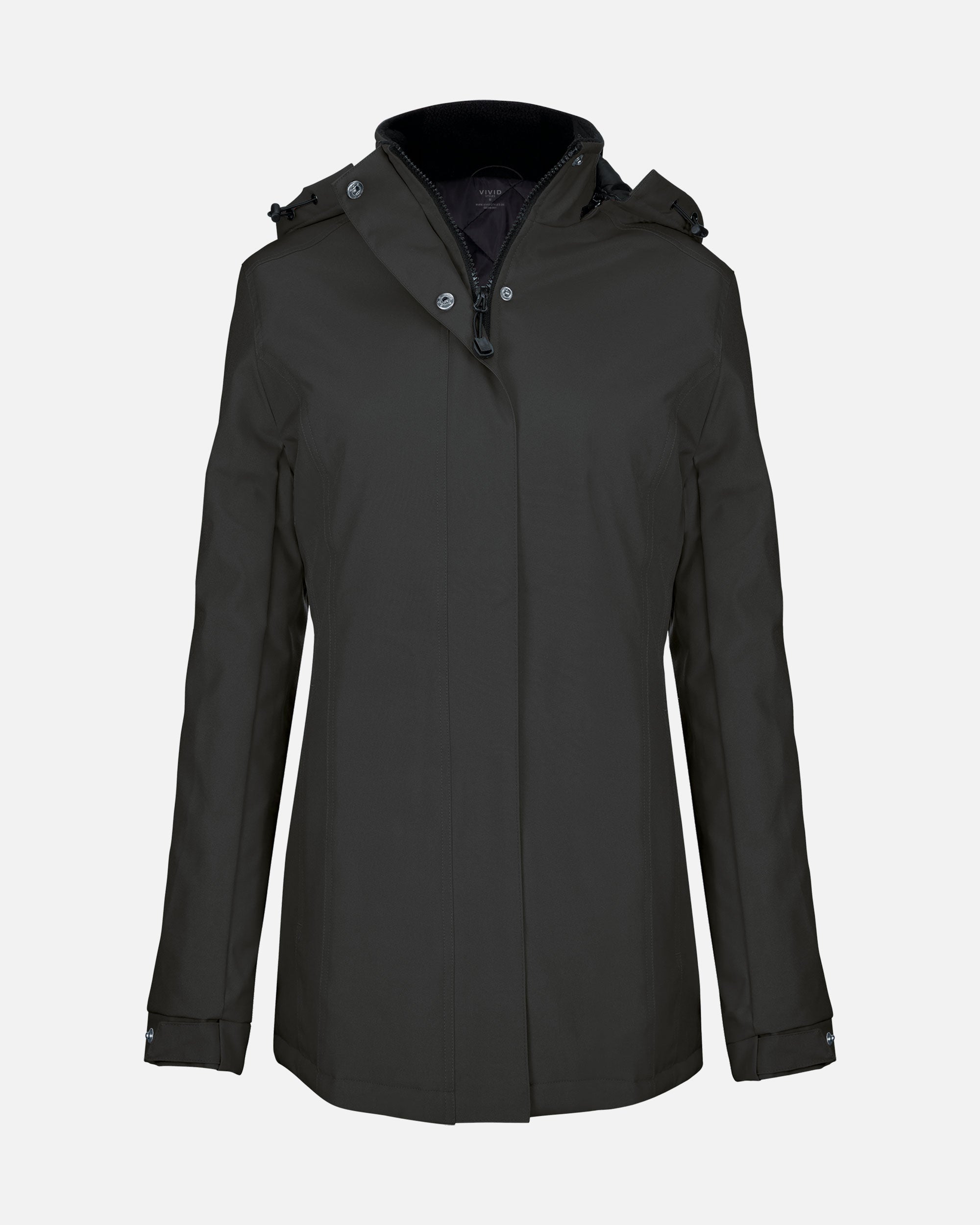 Damen Parka Jacke mit abnehmbarer Kapuze Charcoal von VIVID