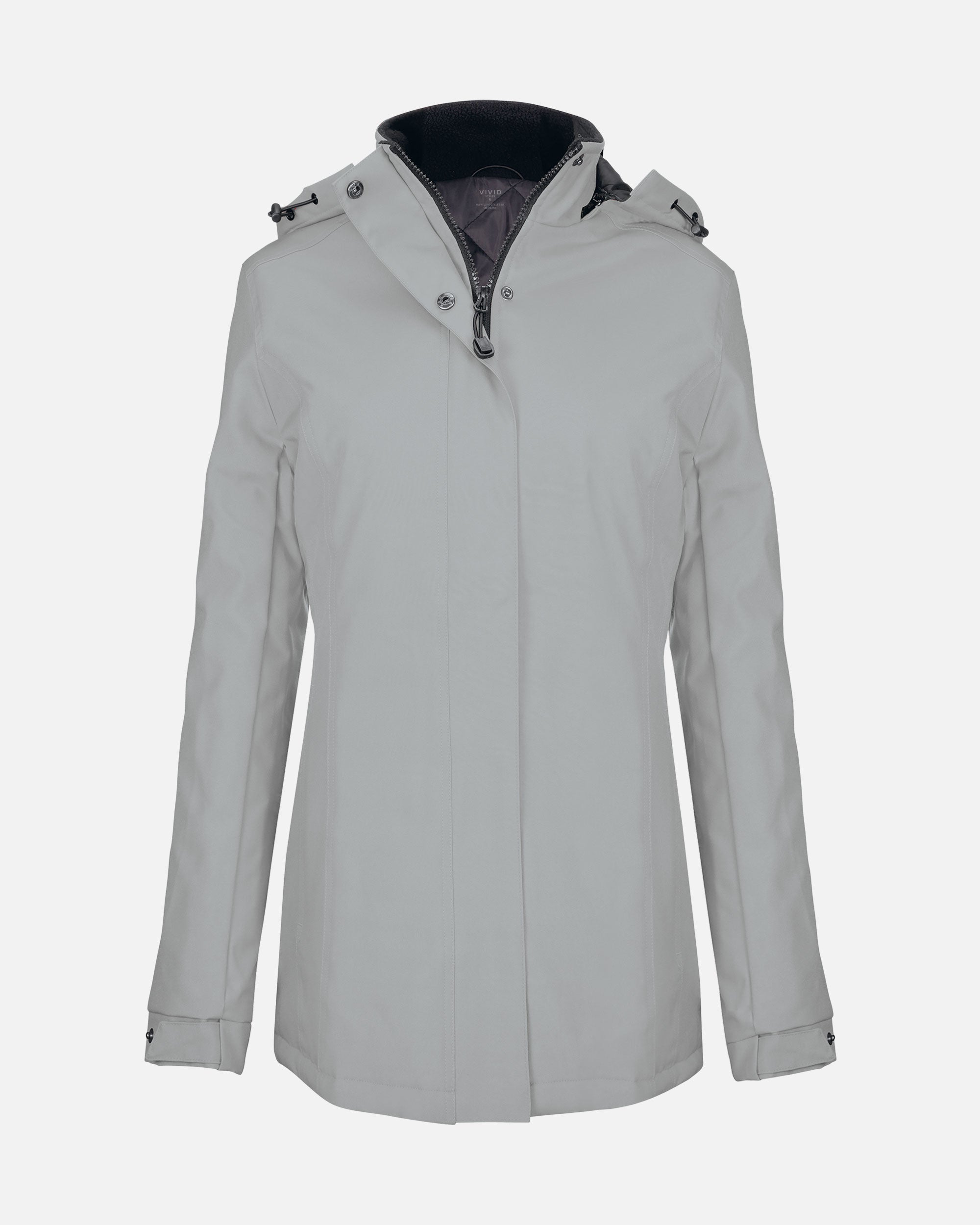 Damen Parka Jacke mit abnehmbarer Kapuze Light Grey von VIVID