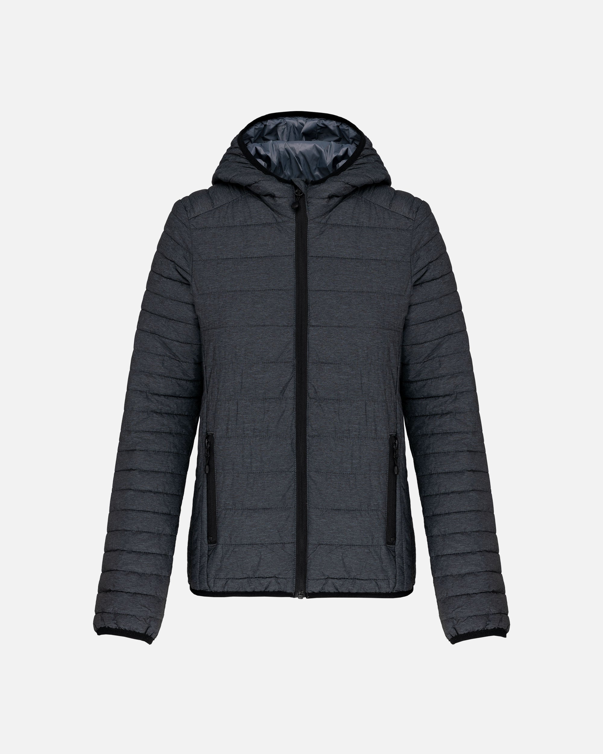 Leichte Damen Steppjacke mit Kapuze Charcoal Melange von VIVID