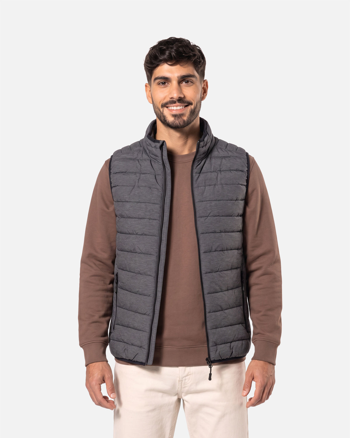 Leichte Herren Steppweste Charcoal Melange von VIVID