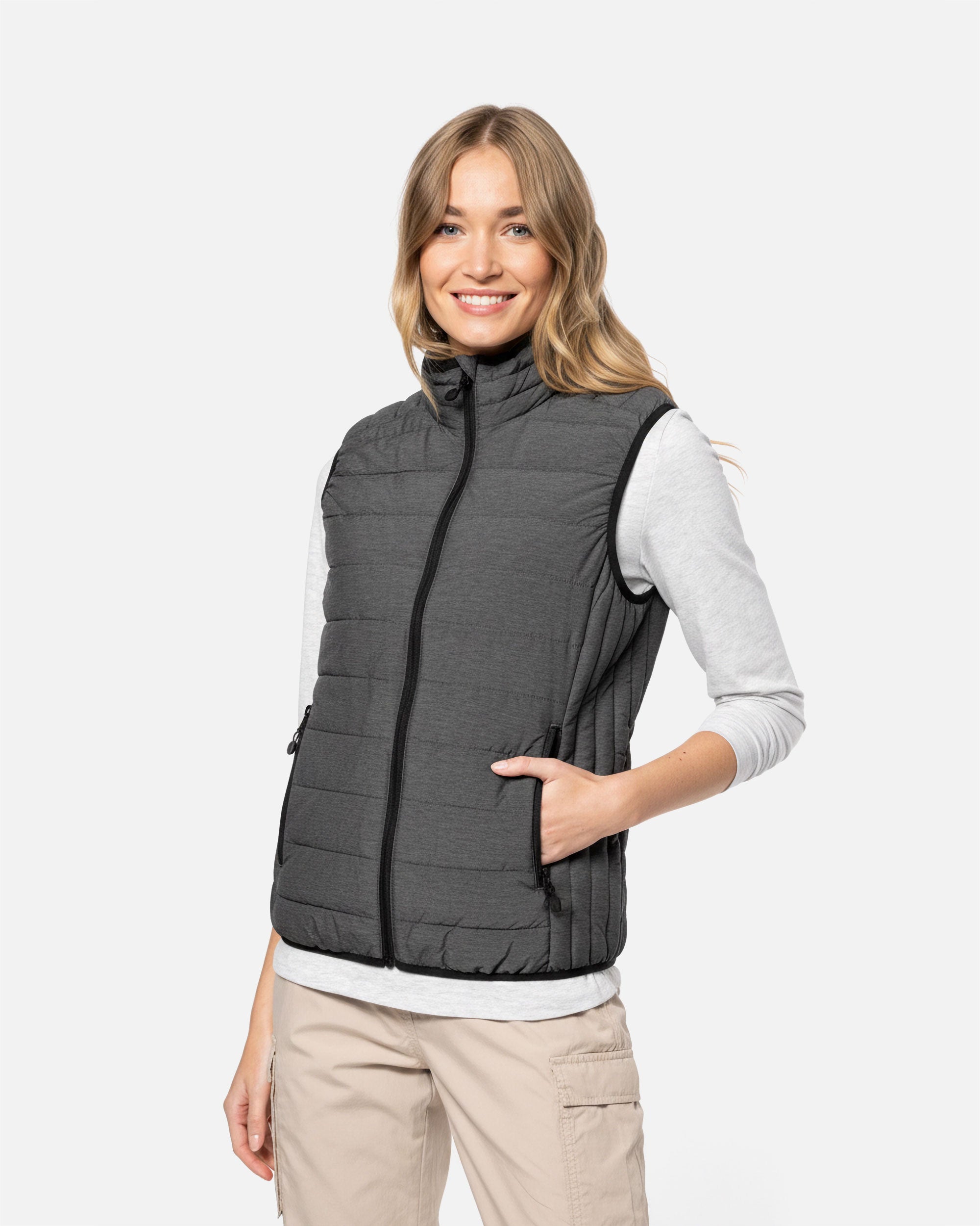 Leichte Damen Steppweste Charcoal Melange von VIVID