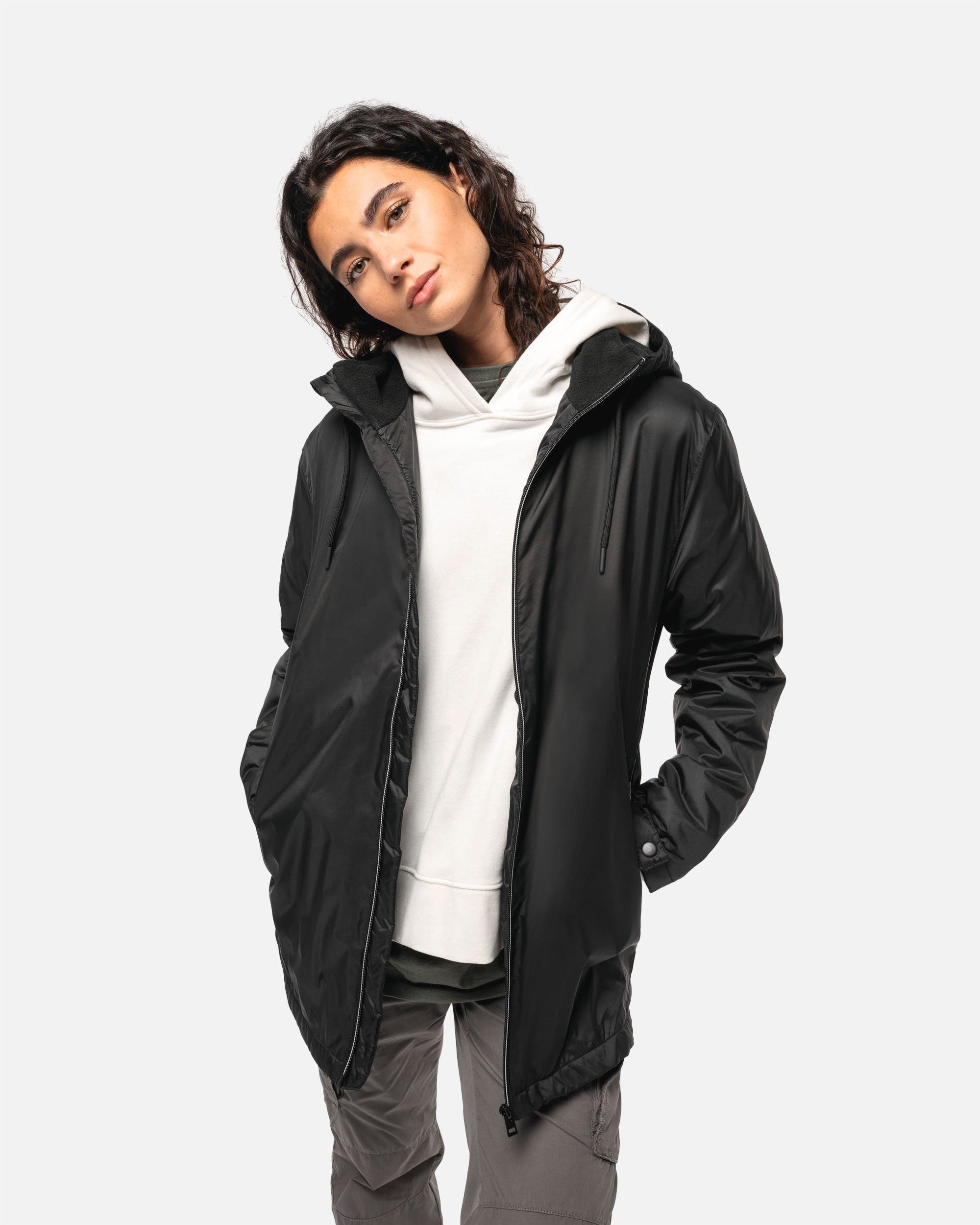 Gefütterte Unisex Jacke mit Kapuze Black von VIVID