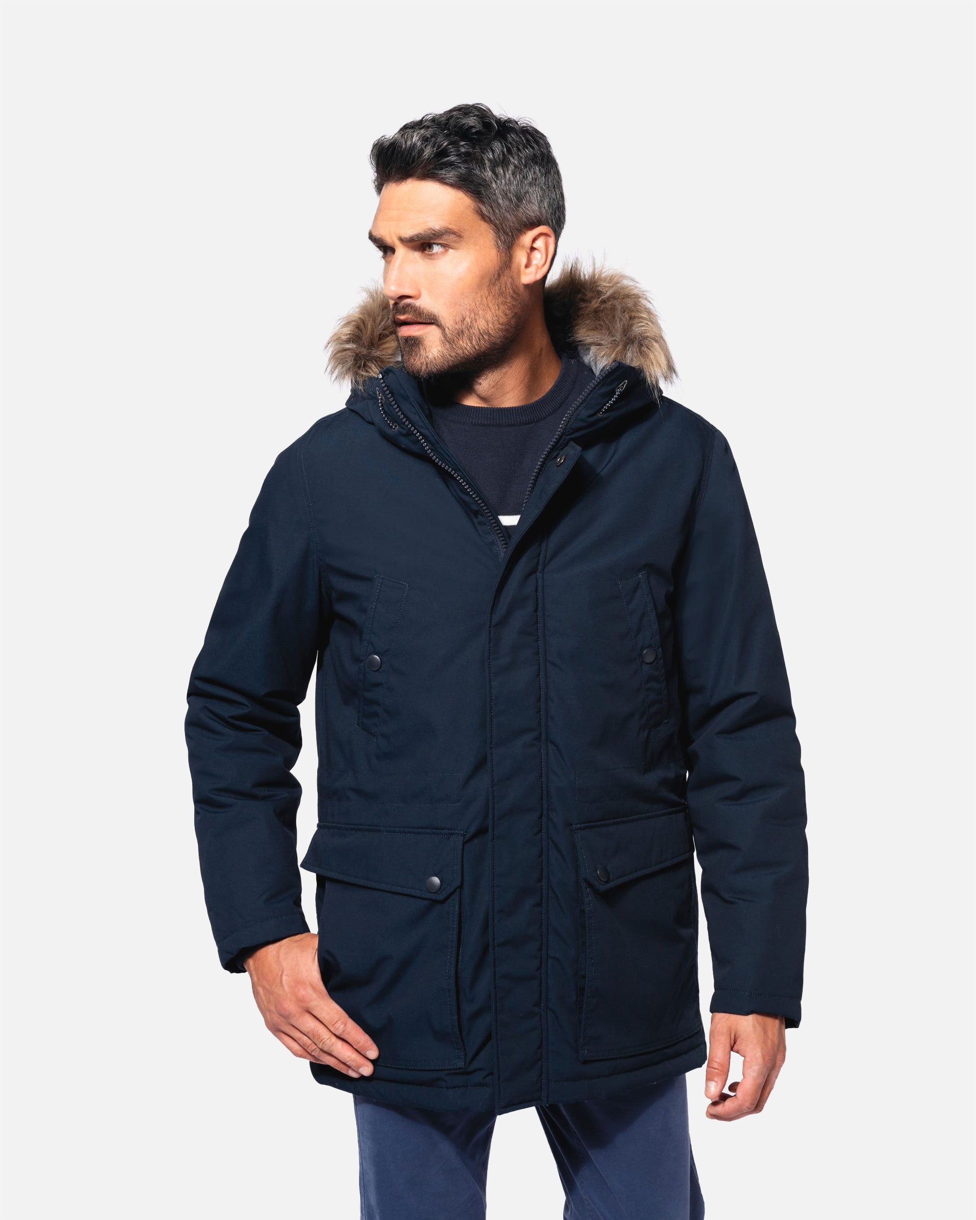 Herren Winter Parka Jacke Navy Blue von VIVID