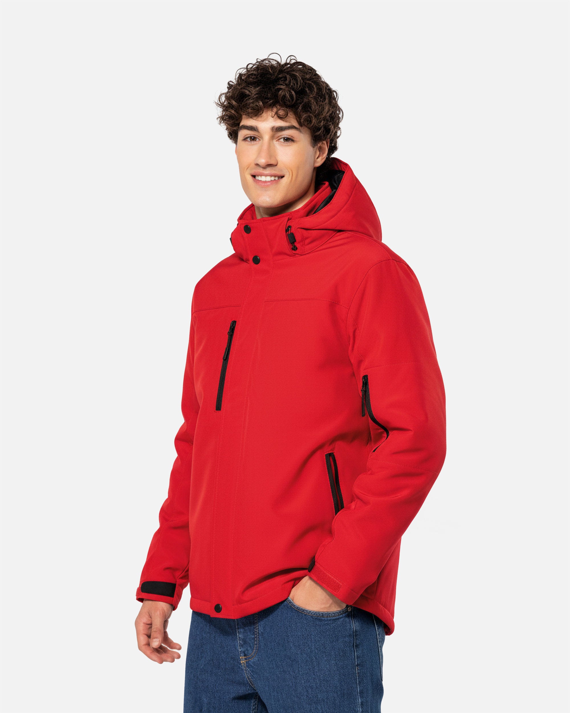 Herren Softshell Jacke 2.0 mit abnehmbarer Kapuze Fire Red von VIVID