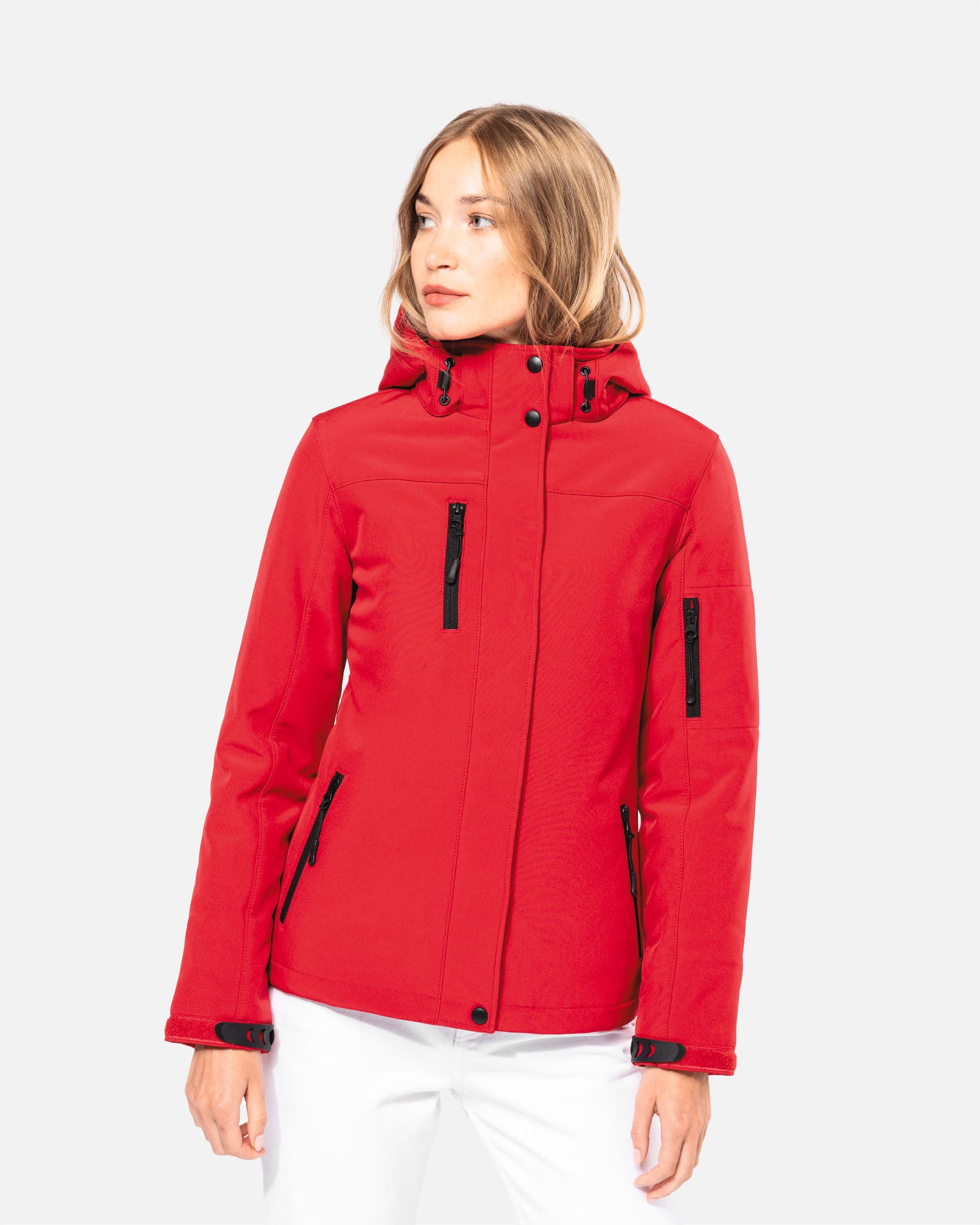 Damen Softshell Jacke 2.0 mit abnehmbarer Kapuze Fire Red von VIVID