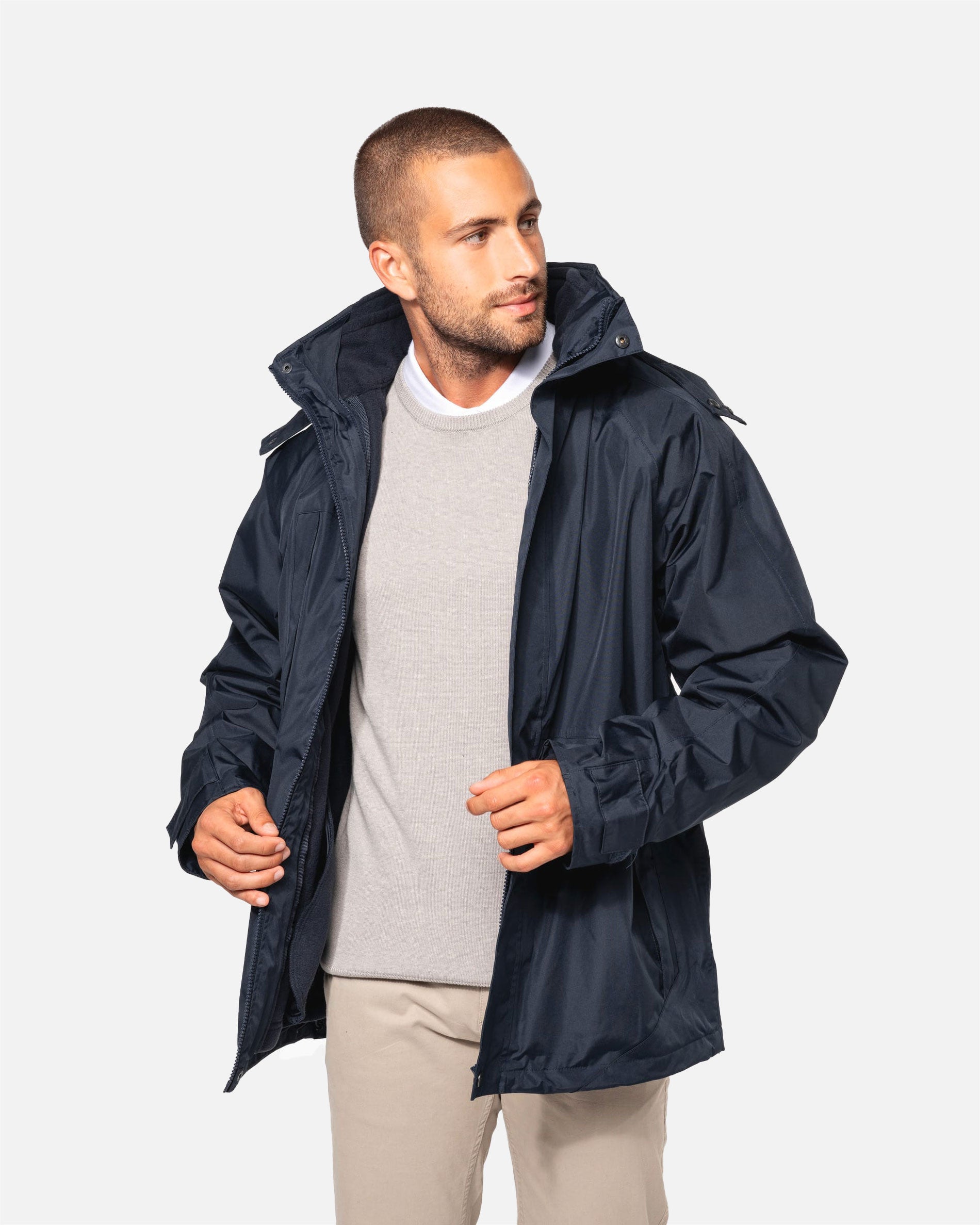 Herren 3-in-1 Parka Jacke Navy Blue von VIVID