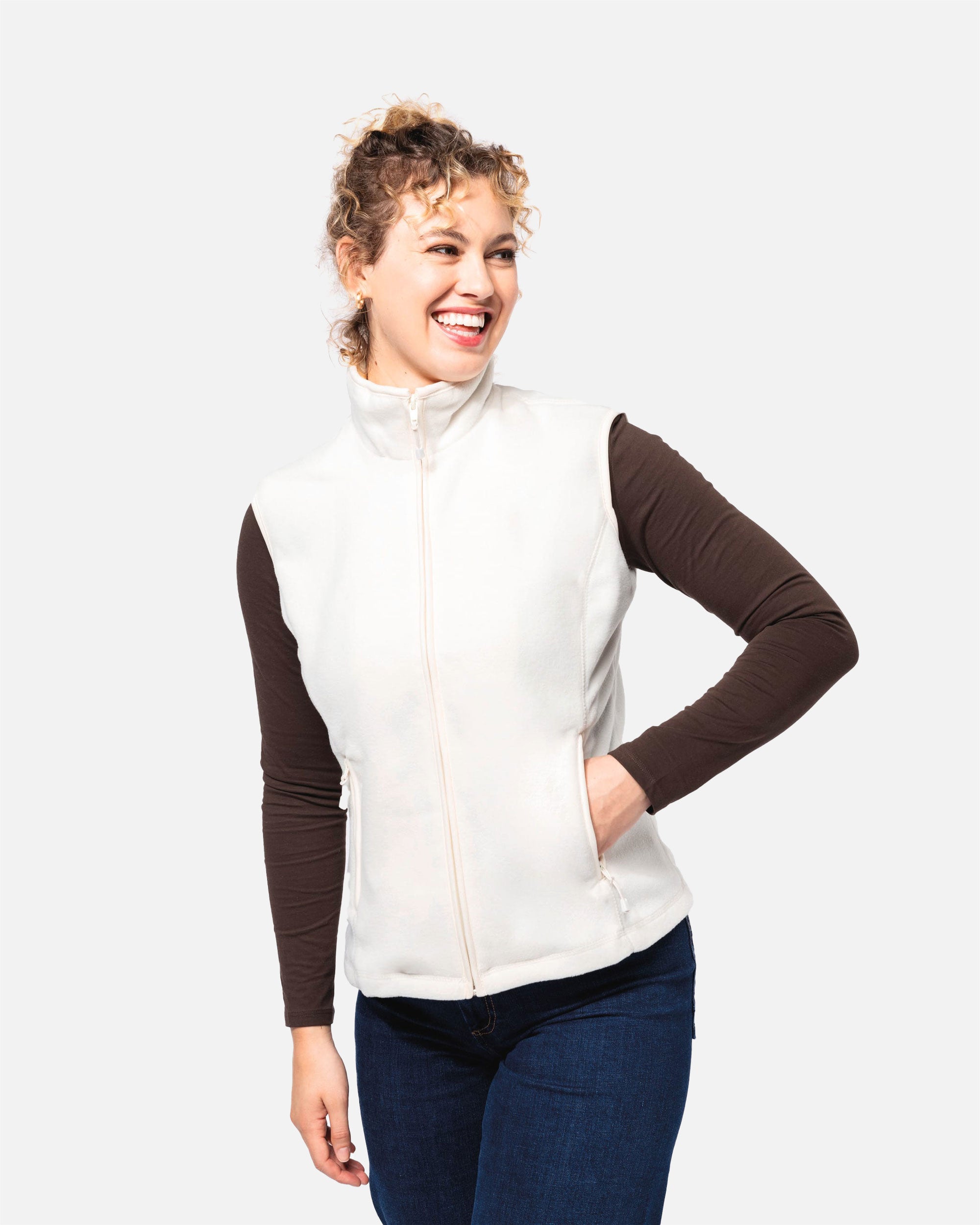 Damen Mikrofleece Weste Natural von VIVID
