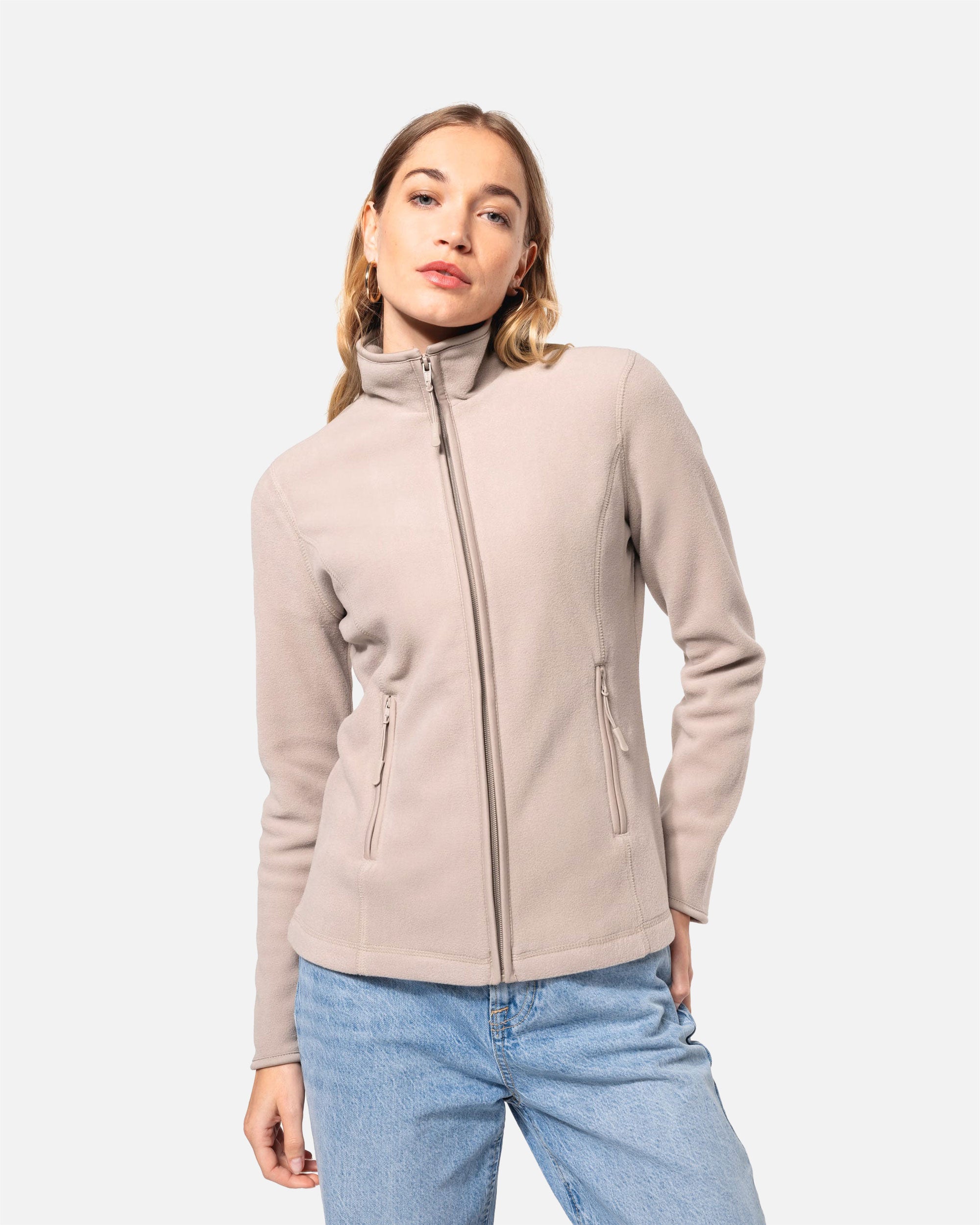 Damen Mikrofleece Jacke Beige von VIVID
