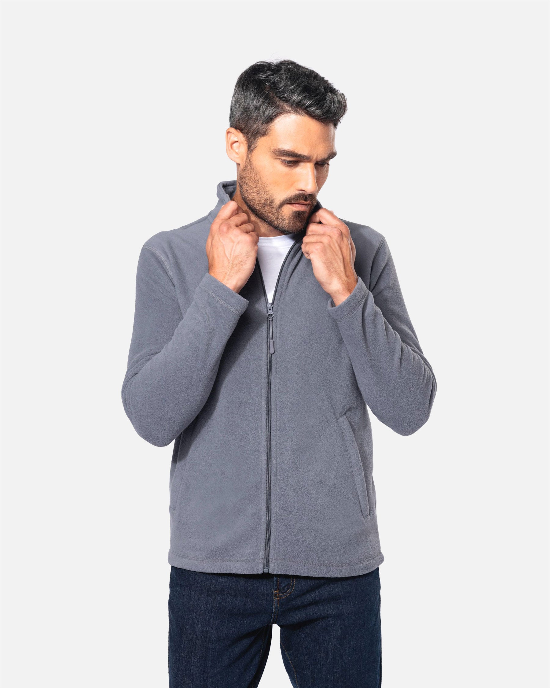 Klassische Unisex Mikrofleece Jacke Grey von VIVID