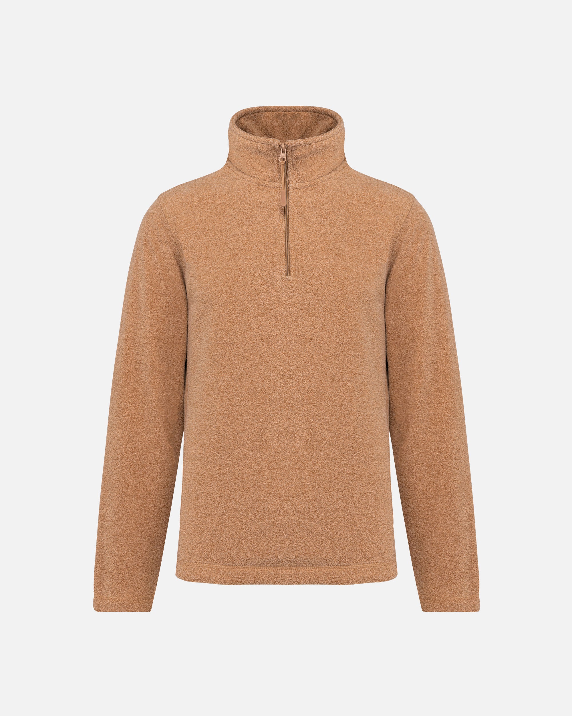 Herren Mikrofleece Pullover mit 1/4-Reißverschluss Camel Heather von VIVID