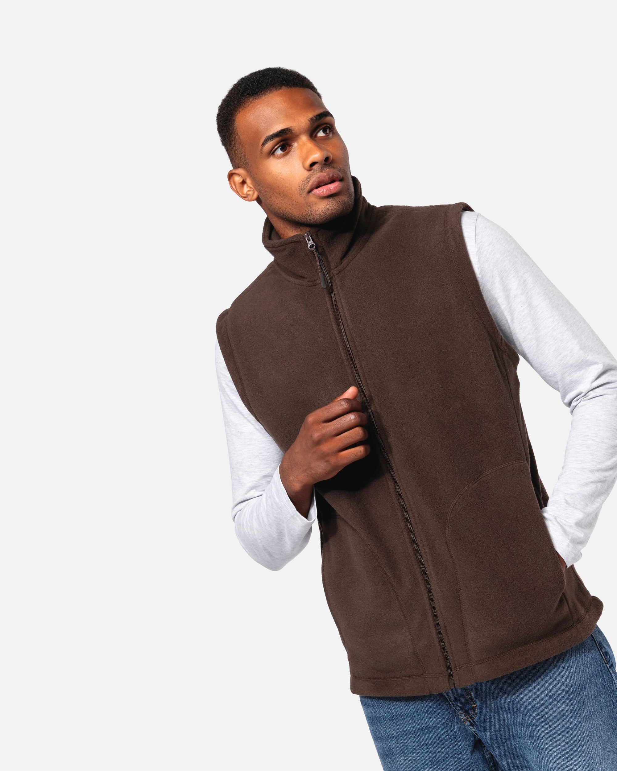 Herren Mikrofleece Weste Chocolate Brown von VIVID