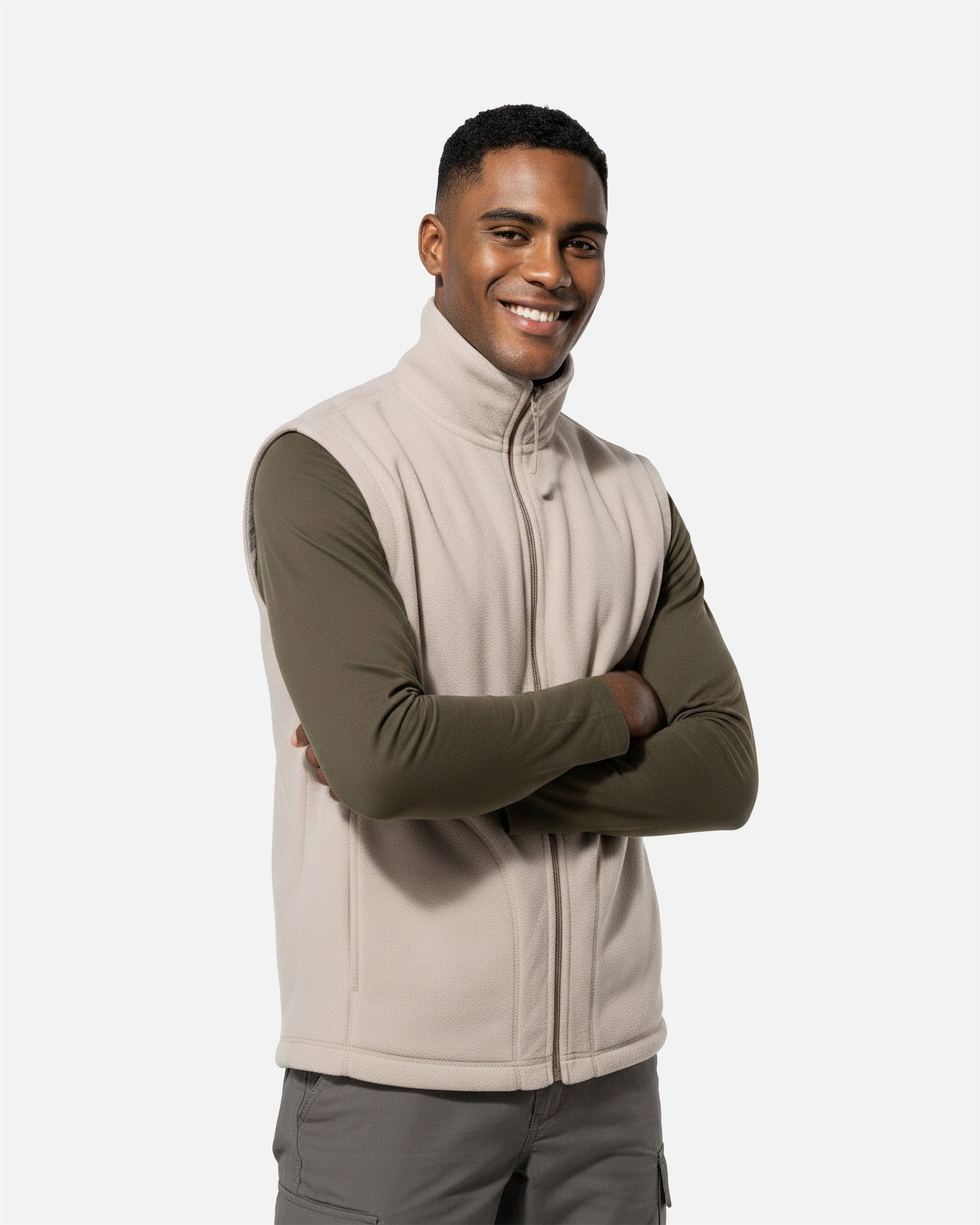 Herren Mikrofleece Weste Beige von VIVID