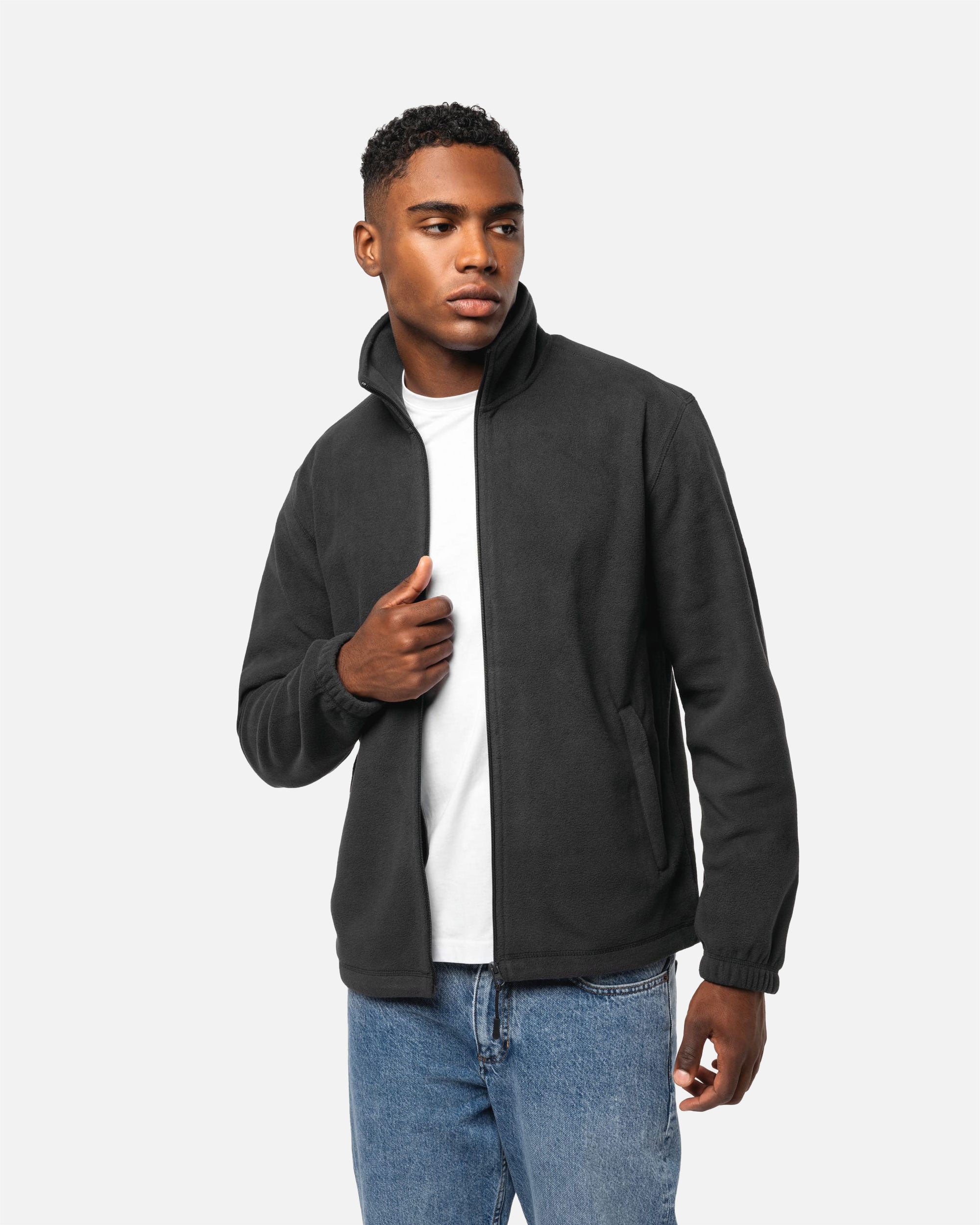 Unisex Mikrofleece Jacke mit elastischen Ärmelbündchen Black von VIVID