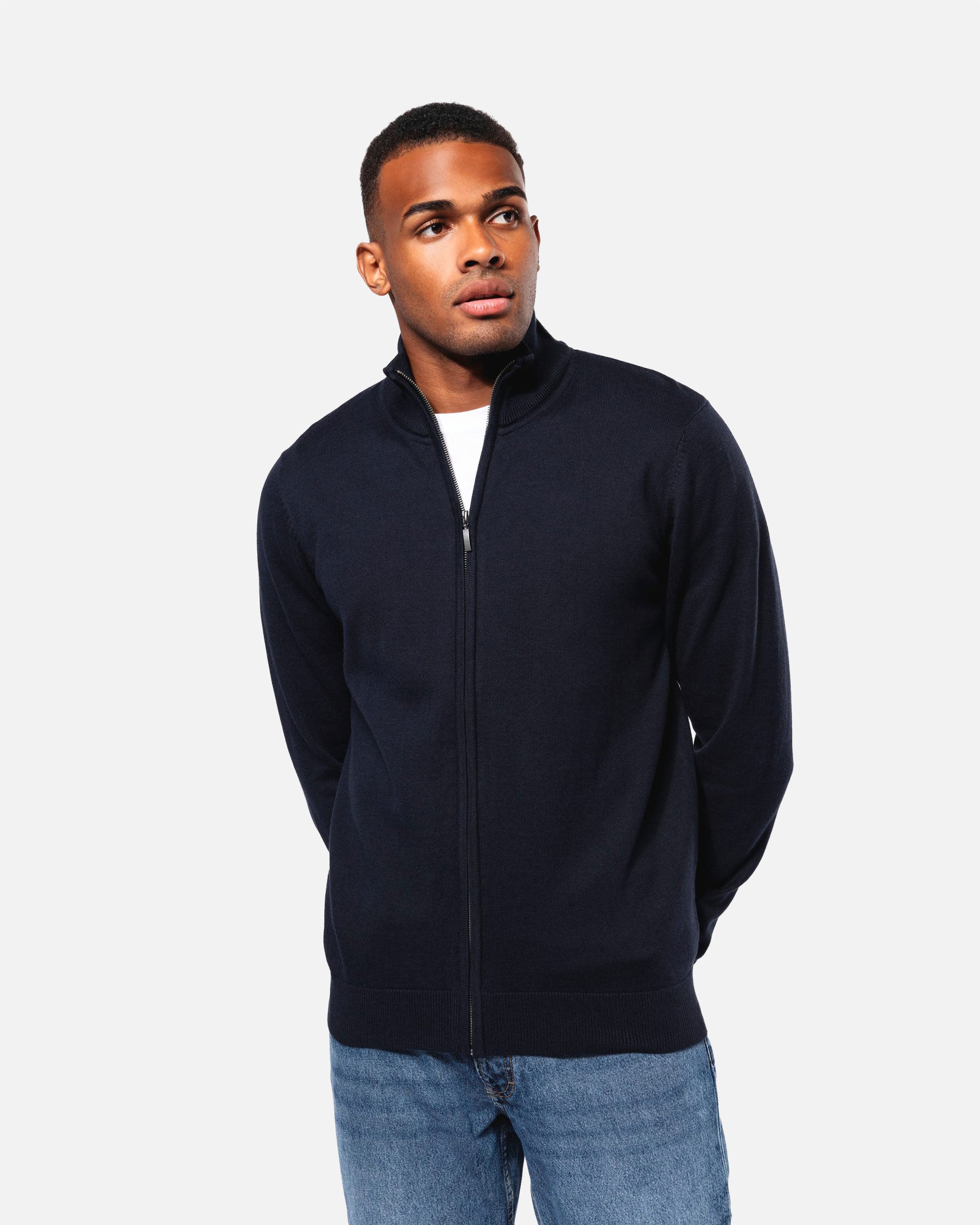 Herren Pullover mit Reißverschluss Navy Blue von VIVID