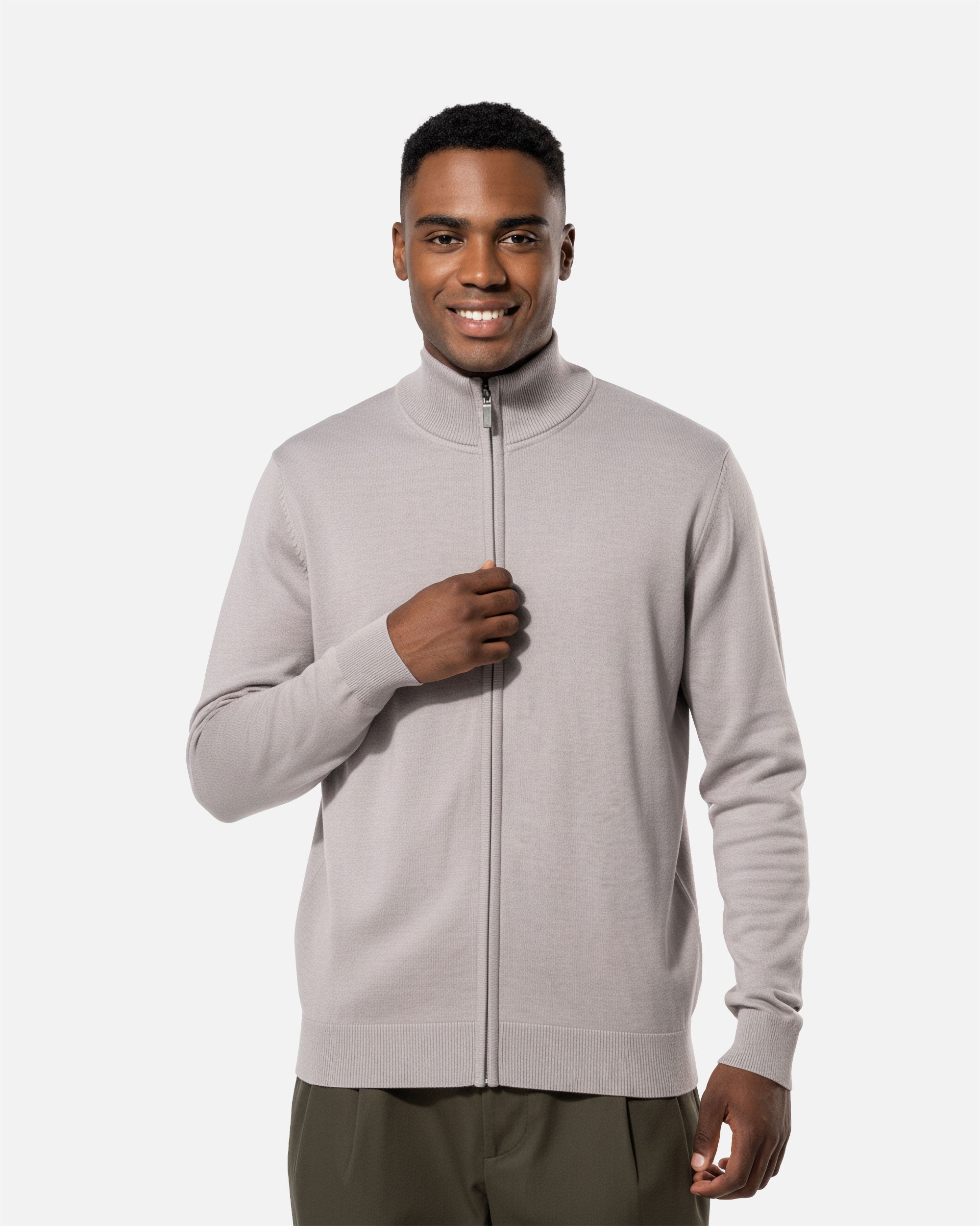 Herren Pullover mit Reißverschluss Grey Heather von VIVID